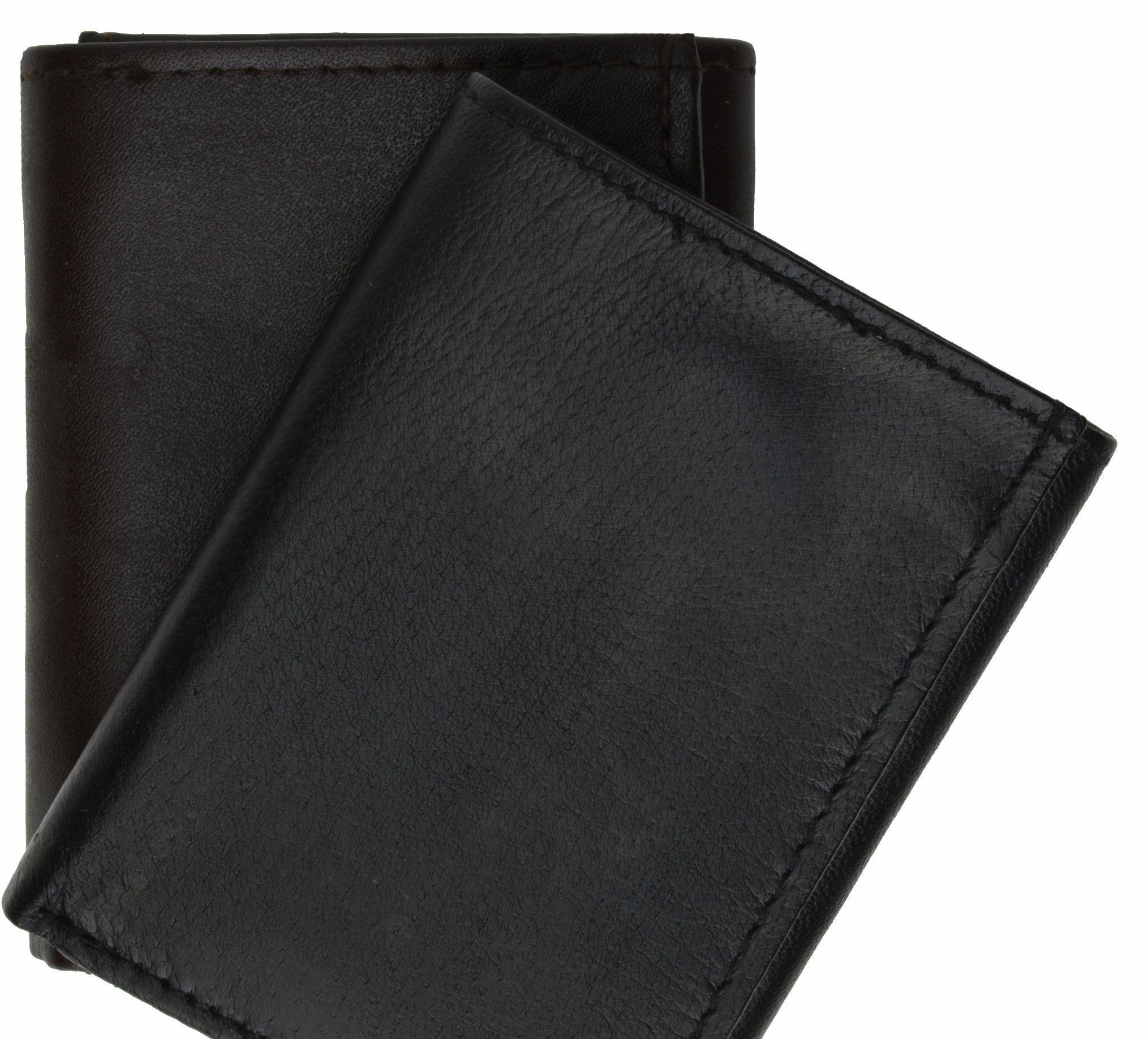 Premium MARSHAL Men's Genuine Leather Trifold Wallet - Black #5155 | Slim RFID Blocking Design for Everyday Carry & Travel
