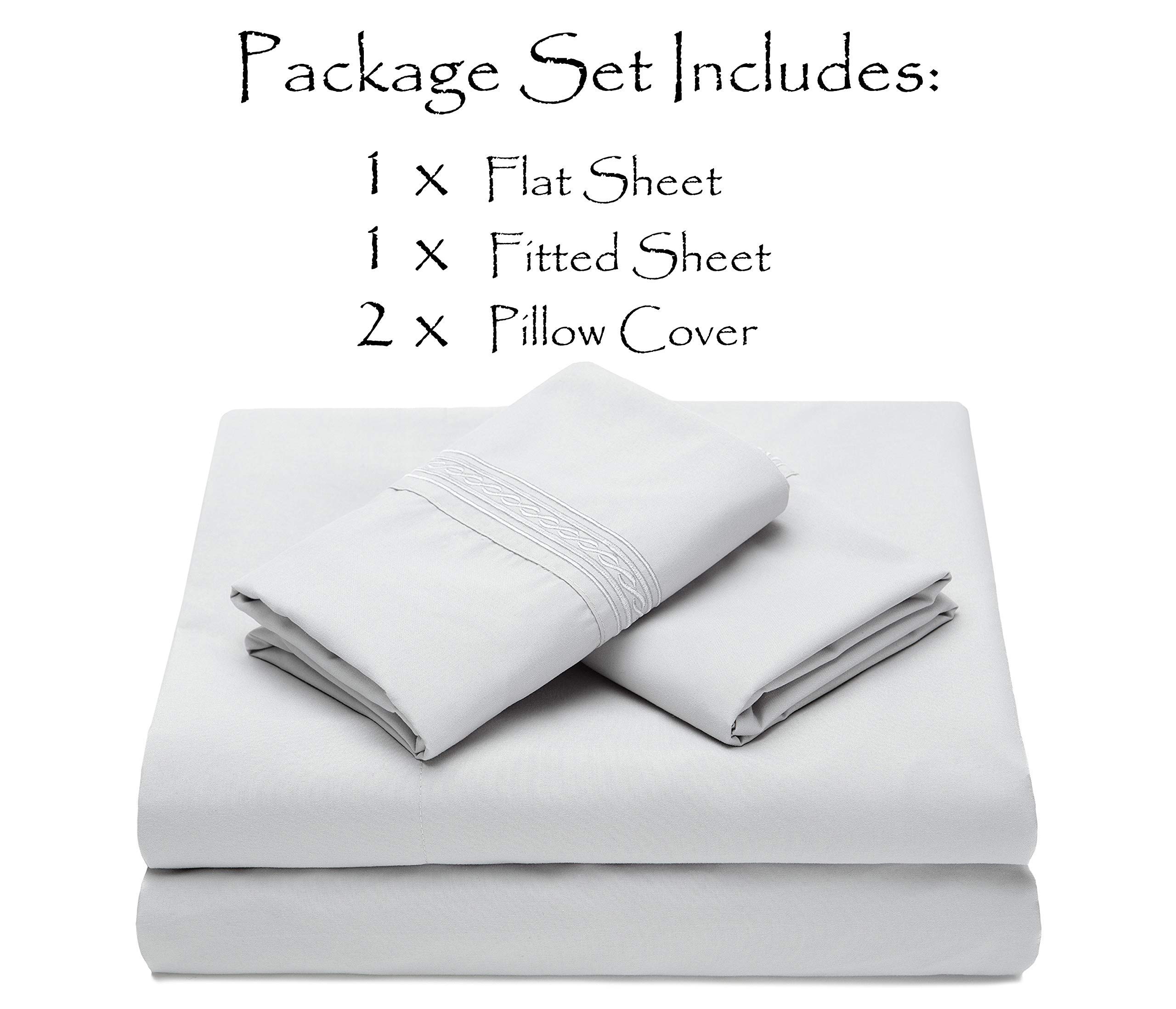 Chanasya Premium Soft Gray Queen Bed Sheets Set 4-Piece - 100% Breathable Percale Microfiber Sheets with Deep Pockets - Wrinkle & Fade Resistant Bedding (Queen, Silver) - Perfect for Master Bedroom, Guest Room & Vacation Homes