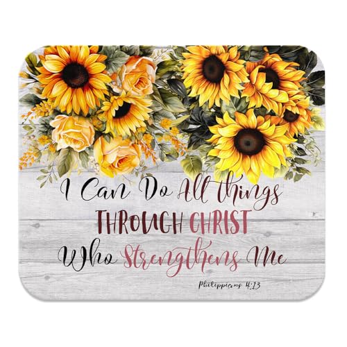 Philippians 4:13 Vintage Sunflowers Wood Look