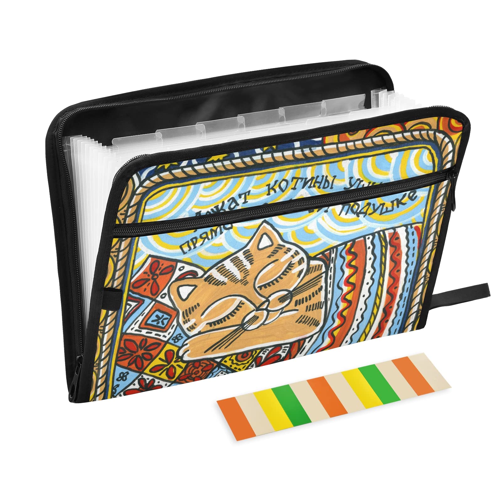 UMIRIKO 13-Pocket Expanding File Folder with Sticky Labels - Accordion Organizer for A4/Letter Documents - Zippered Closure File Storage - Perfect for Office, School, and Home Organization (20220451)