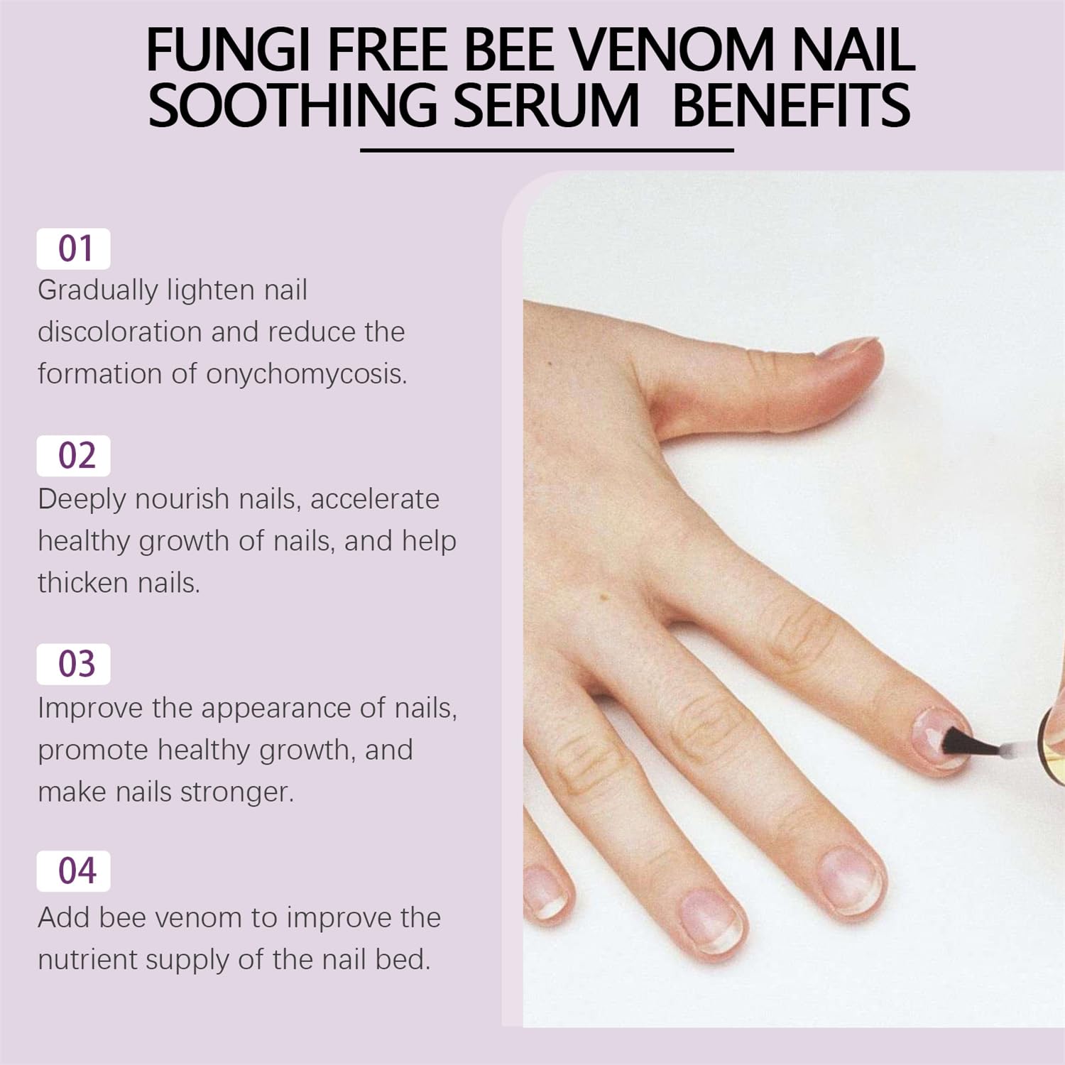 Bee Venom Nail & Foot Care Solution - Soothing Serum & Soft Nail Cream with Brush for Athlete's Foot, Thick Toenails, Cracked & Discolored Nails - 1pc - Perfect for Daily Foot Care & Nail Repair at Home