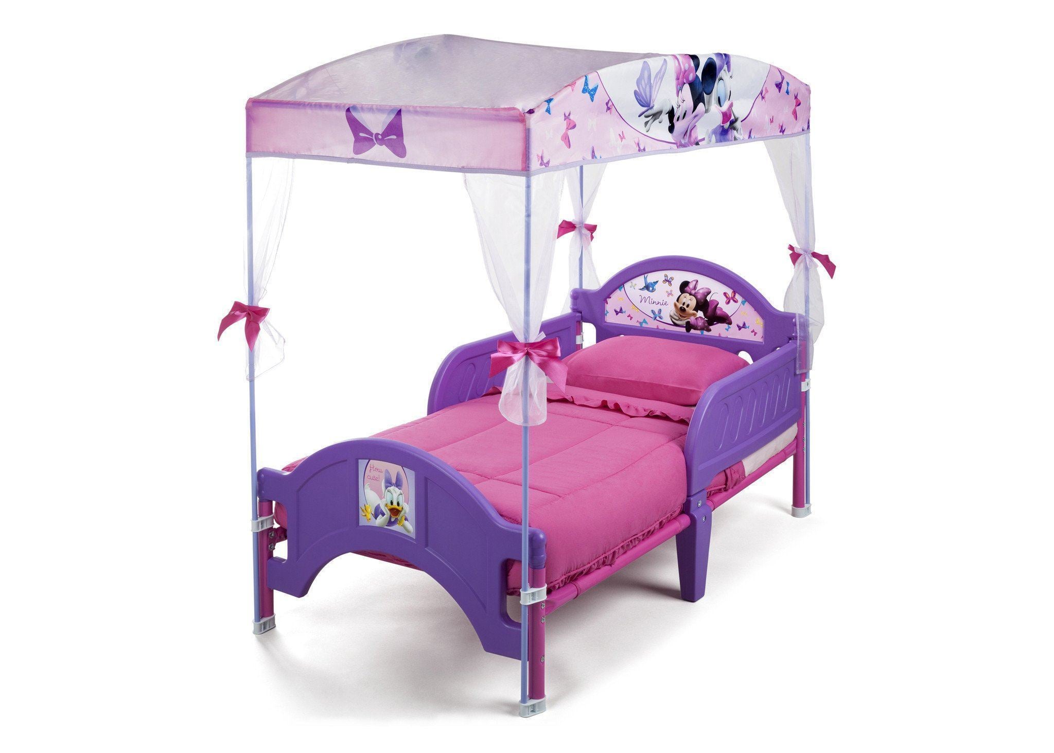 Minnie Mouse Toddler Canopy Bed - Pink Disney Princess Themed Bed for Girls - Perfect for Nursery, Bedroom Decor & Toddler Sleep Time