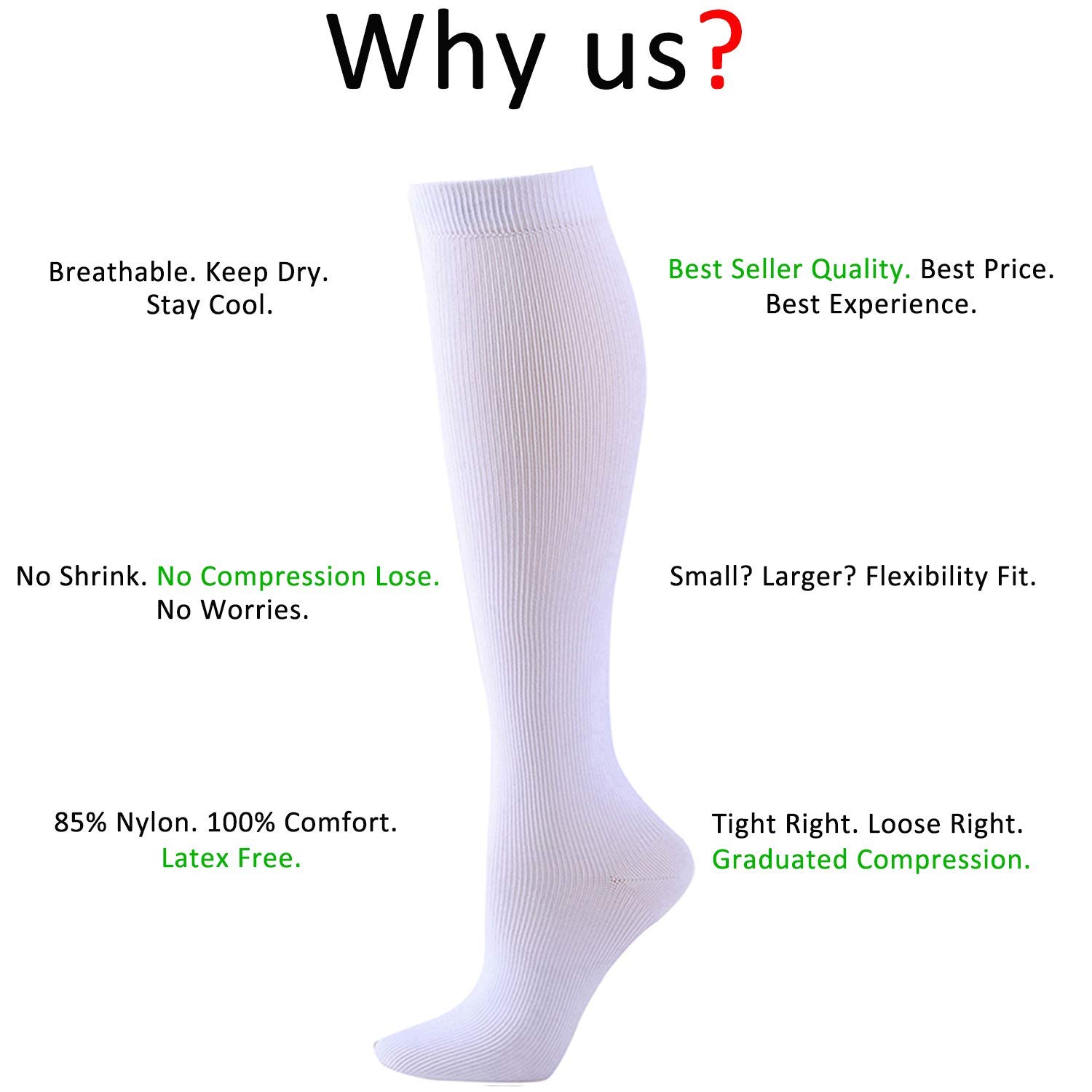 OVRUNS 15-20 mmHg Compression Socks for Women & Men - Medical Grade Support Stockings for Pregnancy, Nursing, Travel, Surgery Recovery & Varicose Vein Relief - Ideal for Long Flights, Hospital Shifts & Post-Surgery Healing