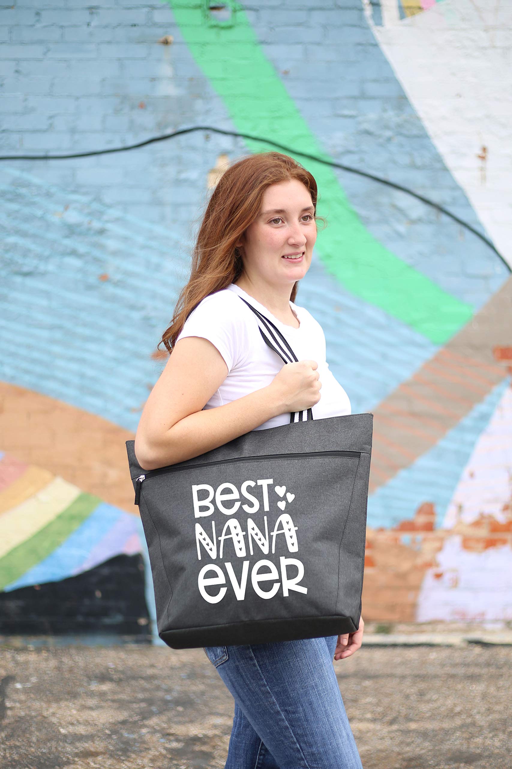 Sturdy Canvas Tote Bag for Grandma with Zipper & Pocket - Perfect for Shopping & Daily Use