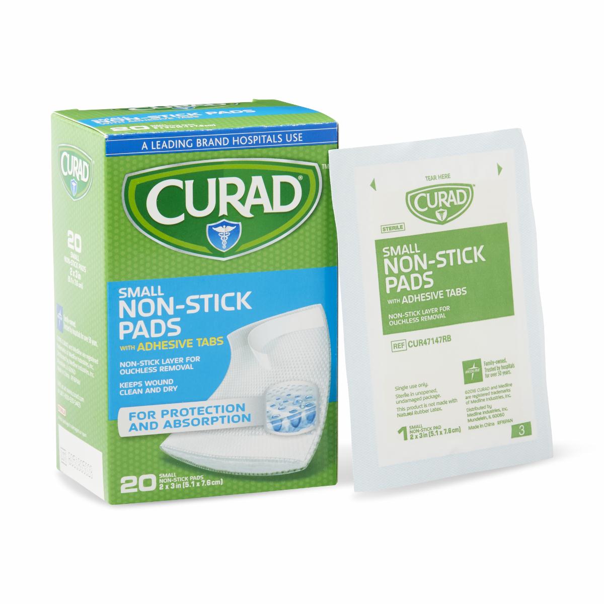CURAD Sterile Nonstick Pads with Adhesive Tabs - Wound Care Bandages for First Aid, Burns & Cuts | Medical-Grade Protection for Home, Office & Travel First Aid Kits