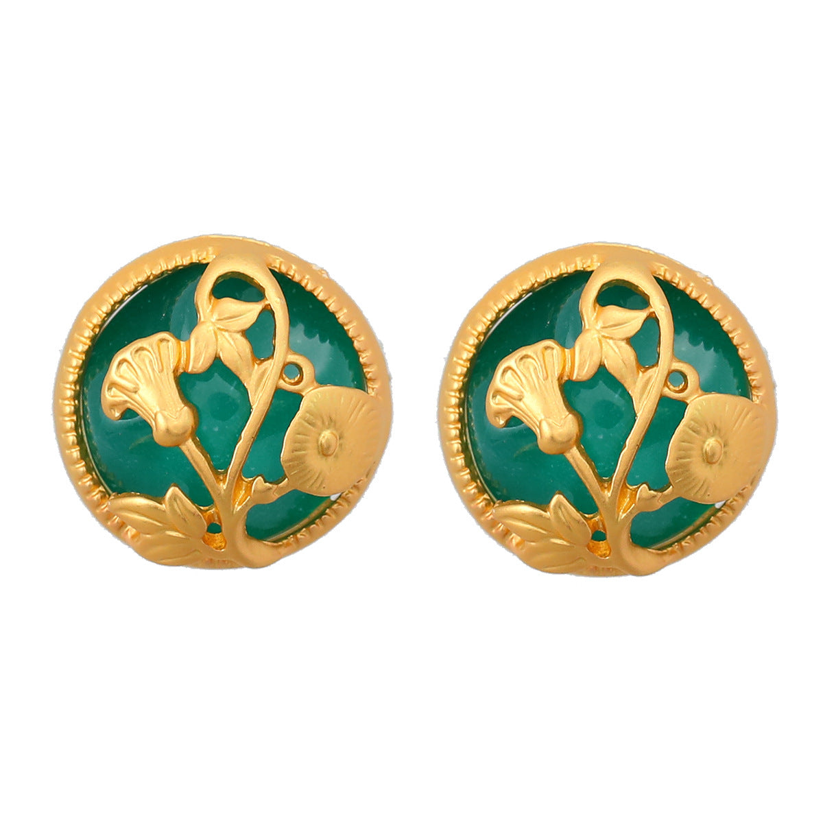 Vintage Gold Flower Circle Rococo Stud Earrings for Women | HE12351 | Elegant Jewelry Gift for Party, Wedding & Special Occasions