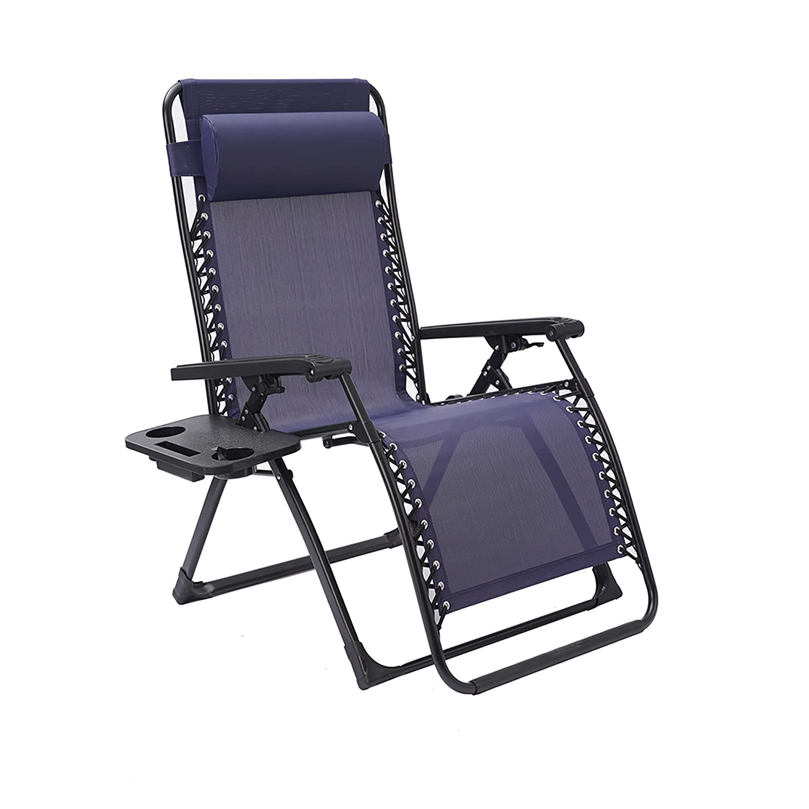 **Oversized Zero Gravity Recliner Chair with Padded Cushion & Cup Holder - Adjustable Folding Lounge Chair for Patio, Beach, Pool, Camping - Heavy Duty 400lbs Capacity (Blue) - Perfect for Relaxing Outdoors, Lounging by the Pool, or Backyard Camping**