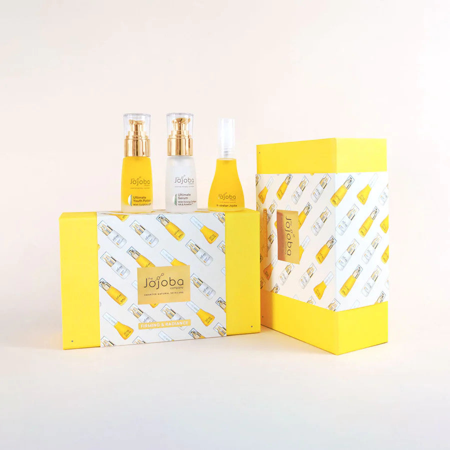 The Jojoba Company – Firming & Radiance Holiday Gift Set for Women | Organic Skincare Set with Anti-Aging Benefits | Perfect Christmas & Birthday Gift for Her | Home Spa & Self-Care Essential