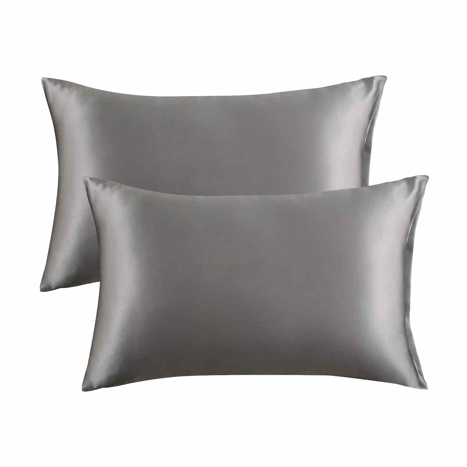 6Pcs Silk Satin Decorative Throw Pillow Covers 20x20 Inch - Soft Square Cushion Covers for Sofa, Couch, Bed & Chair - Luxury Home Decor (Dark Grey) | Perfect for Living Room, Bedroom & Office Decor