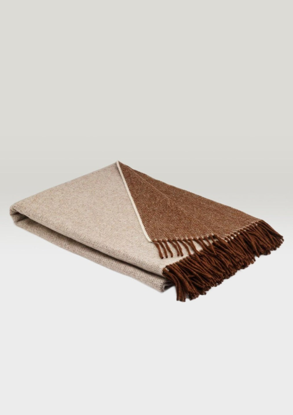 Premium Mcnutt Lambswool Reversible Throw Blanket - Soft & Warm Cappuccino Color - Perfect for Sofa, Bed & Cozy Winter Nights