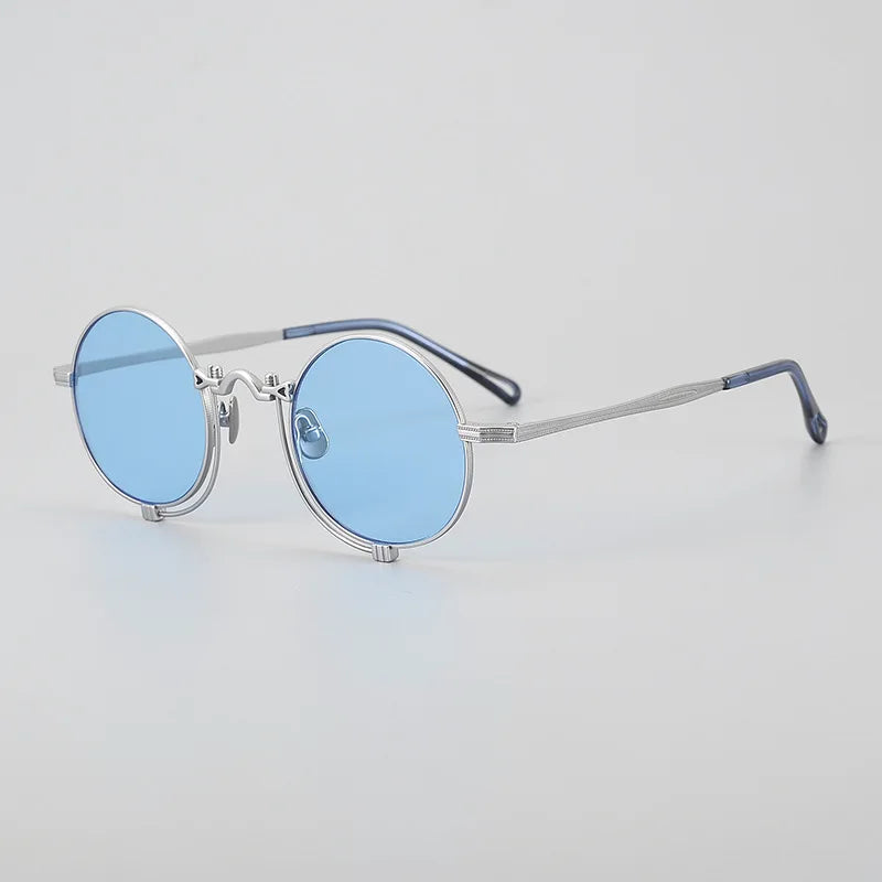 Unisex Black Titanium Polarized Sunglasses - Full Rim Round Frame 10601 | UV Protection for Driving, Outdoor Sports & Fashion