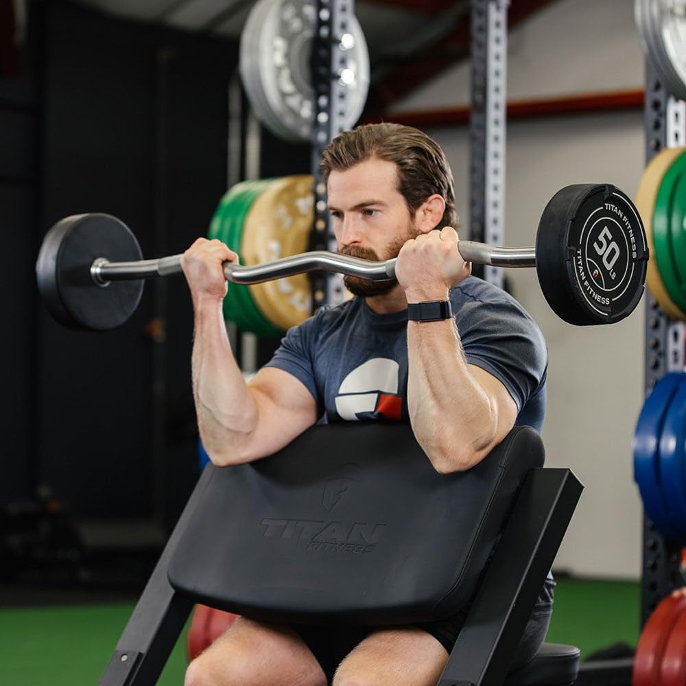 Titan Fitness Rubber Coated Fixed Barbell Set – Pre-Loaded Weight Bar for Strength Training, Weightlifting & Home Gym Workouts – Perfect for Deadlifts, Squats & Full-Body Exercises