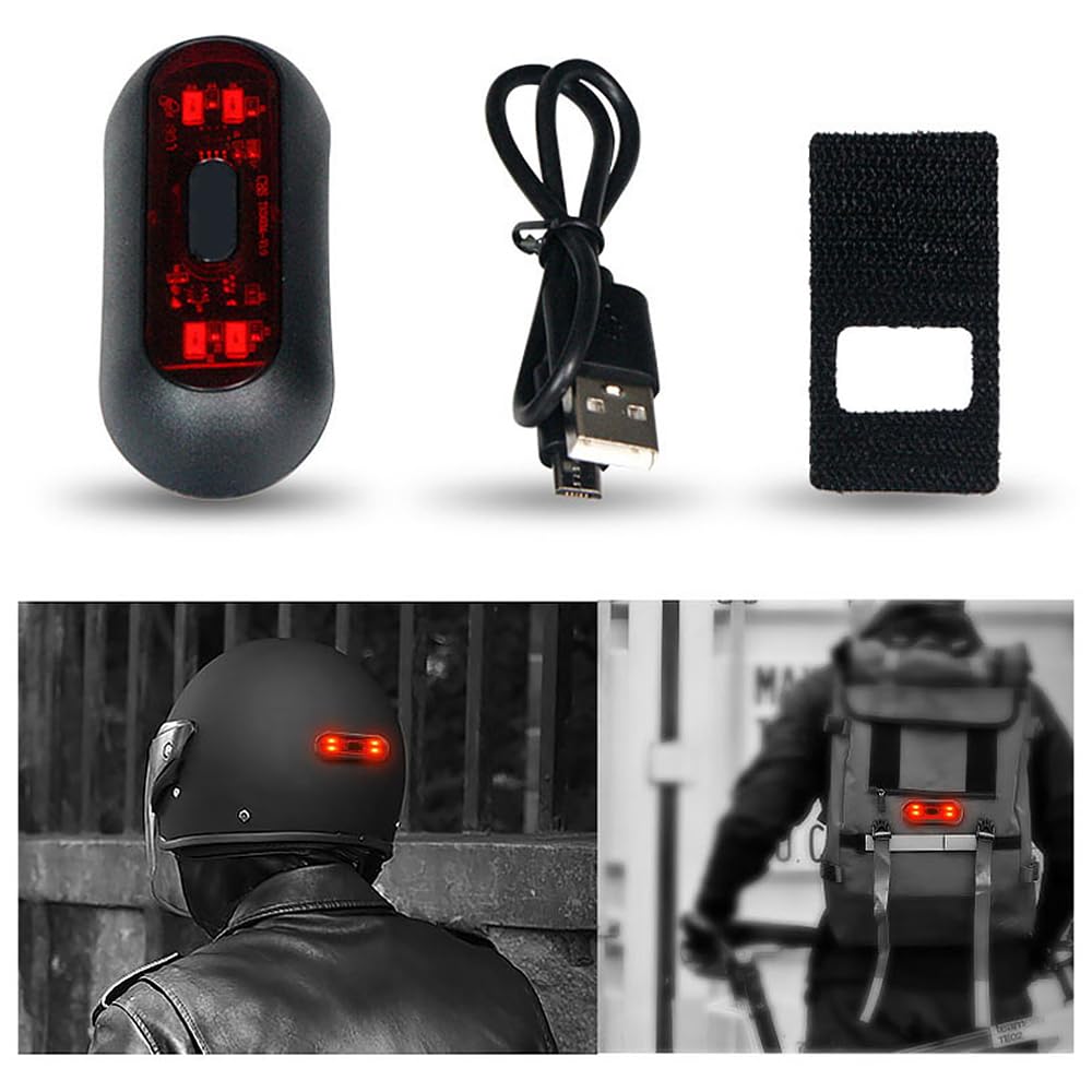 TOTMOX Rechargeable LED Helmet Light - Red Safety Tail Light for Night Riding, USB Charging - Perfect for Cycling, Motorcycling, and Construction Work at Night