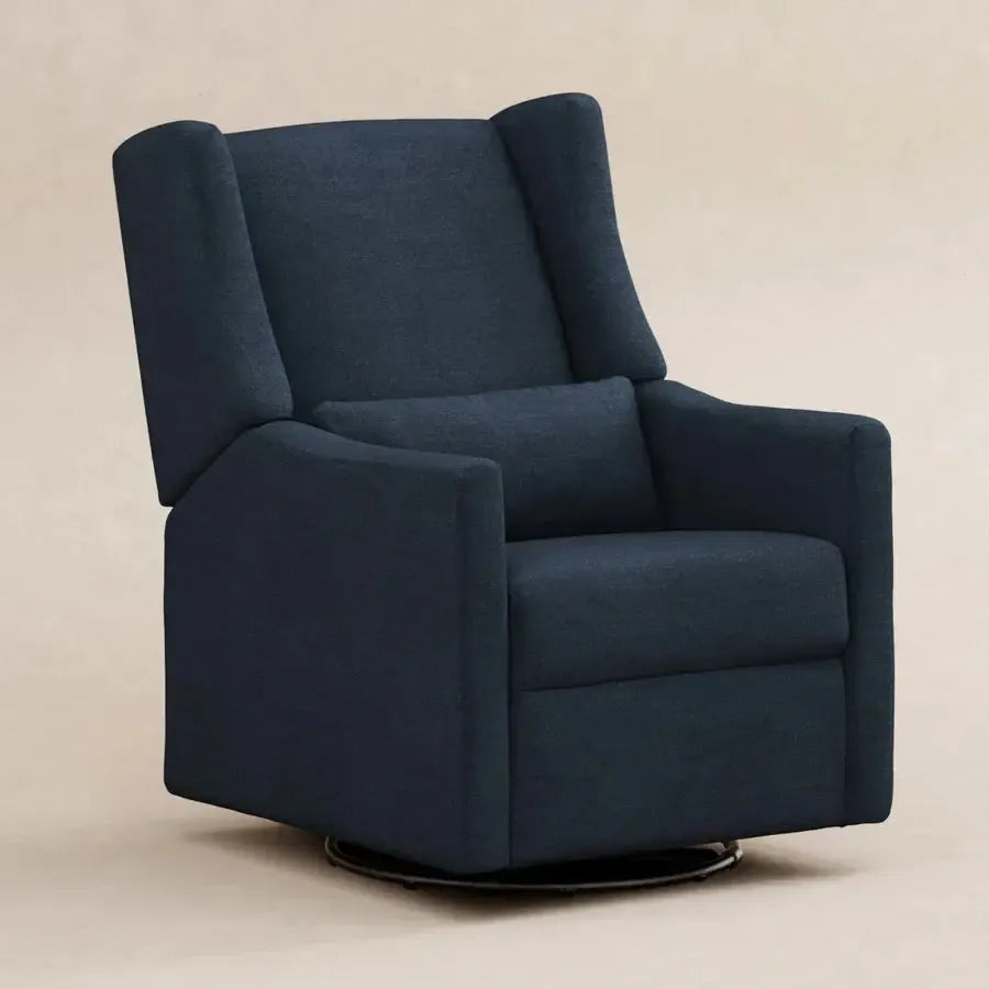 Babyletto Kiwi Electronic Glider Recliner Chair - Navy Eco Twill Performance Fabric for Nursery, Breastfeeding & Relaxing - Modern Rocking Glider for Baby Room & Parenting Comfort