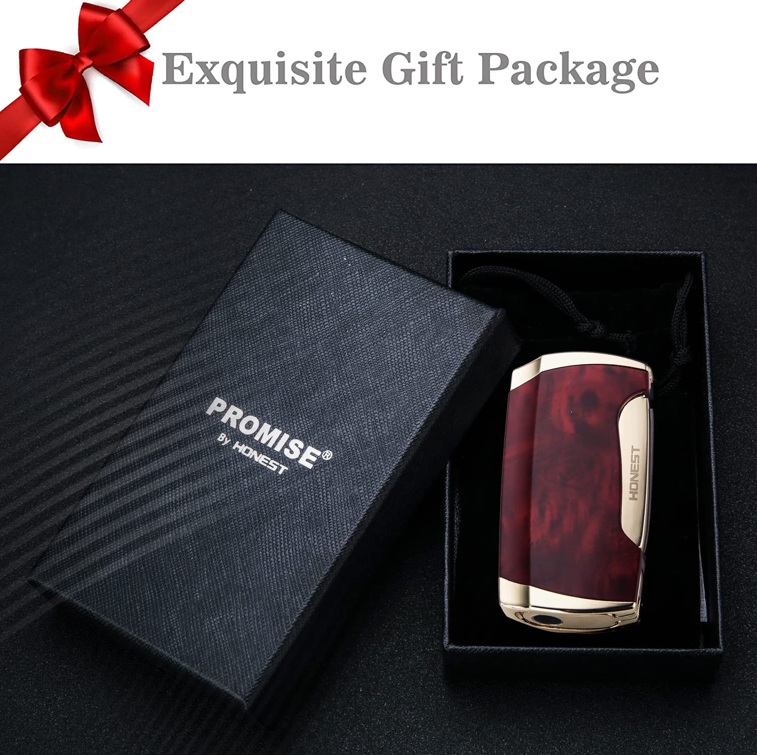 Double Jet Flame Torch Lighter for Cigars - Brown Grain (Perfect for Outdoor & Smoking)