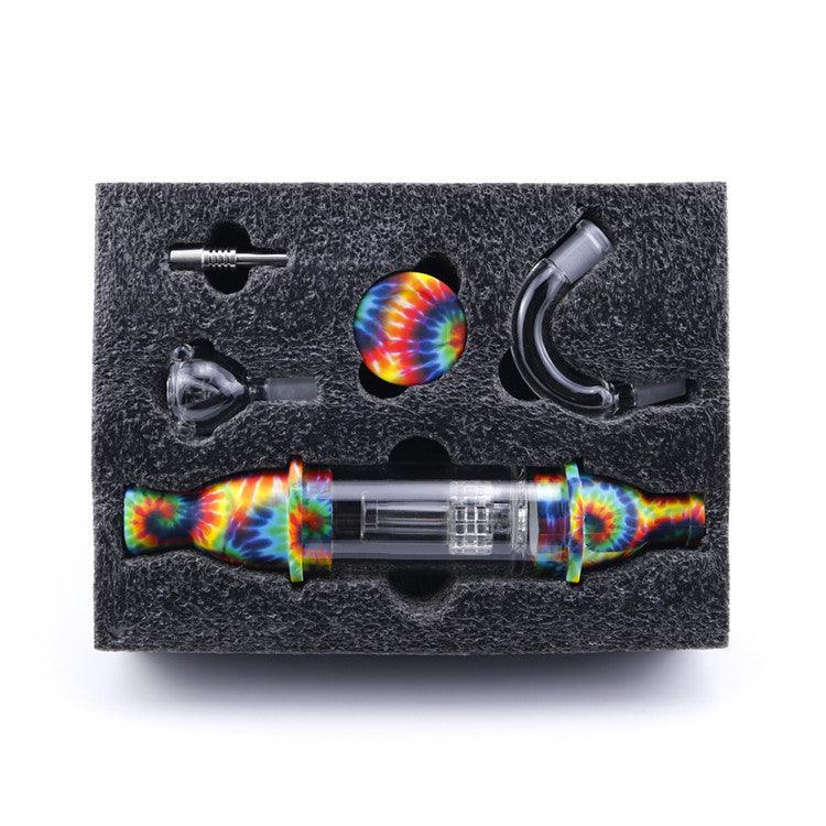 5 in 1 Multifunctional Glass Silicone Tube Pipe with Titanium Nails - Top Tower Smoke Accessory for Dabbing | Portable & Lightweight Design for Travel & Home Use