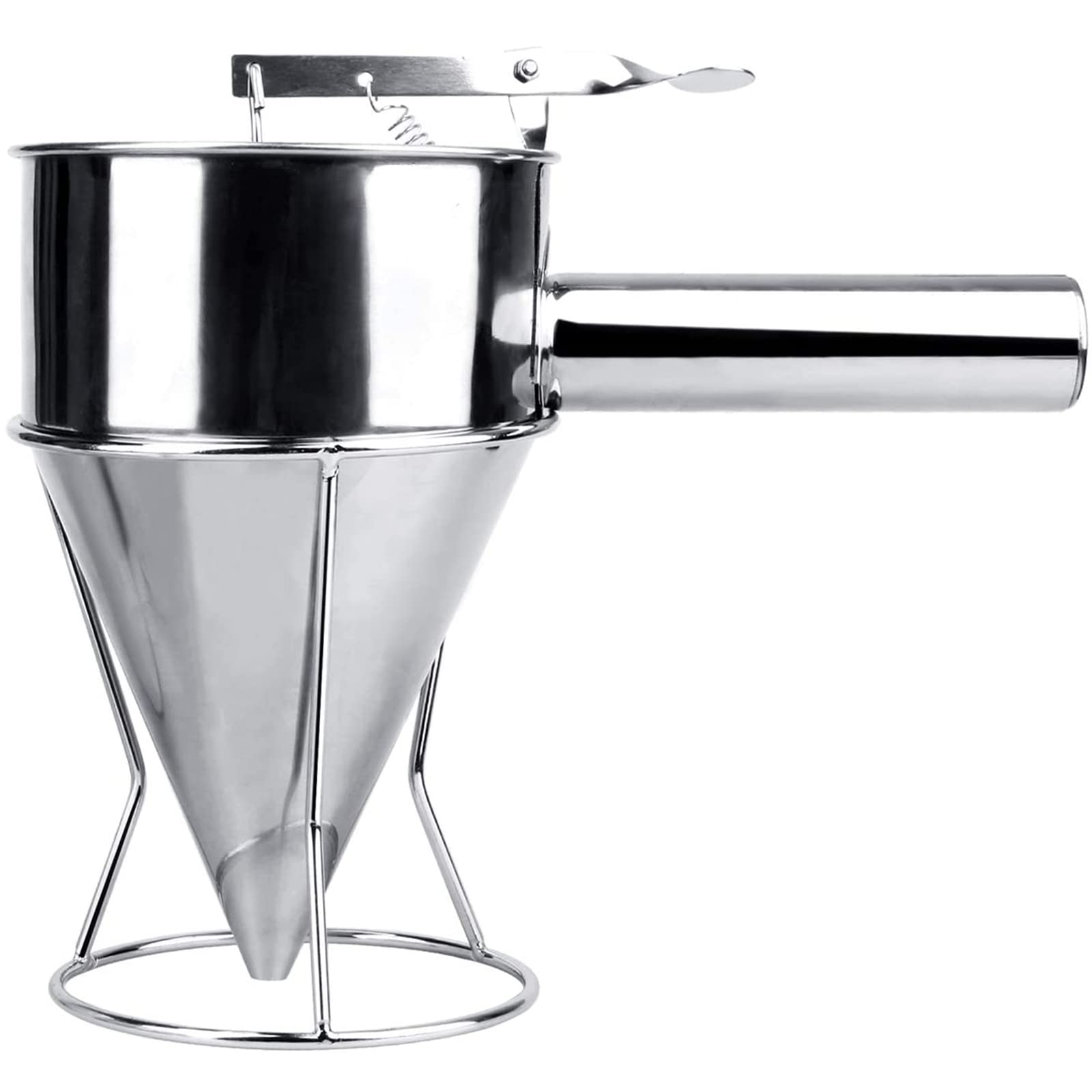 MyLifeUNIT Stainless Steel Pancake Batter Dispenser - Precision Funnel Dispenser with Stand for Takoyaki, Waffles, Crepes & Baking | Perfect for Home Kitchens, Bakeries & Food Trucks