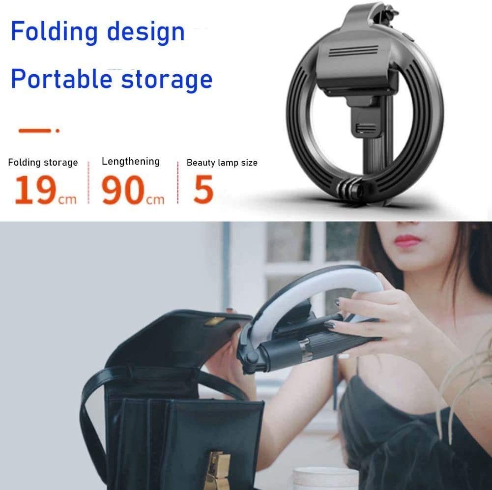 CAFFIA 5'' Ring Light with Extendable Tripod Stand - Dimmable LED Circle Light with Universal Phone Holder for Live Streaming, Makeup, YouTube Videos & TikTok - Perfect for Content Creators, Vloggers & Beauty Enthusiasts