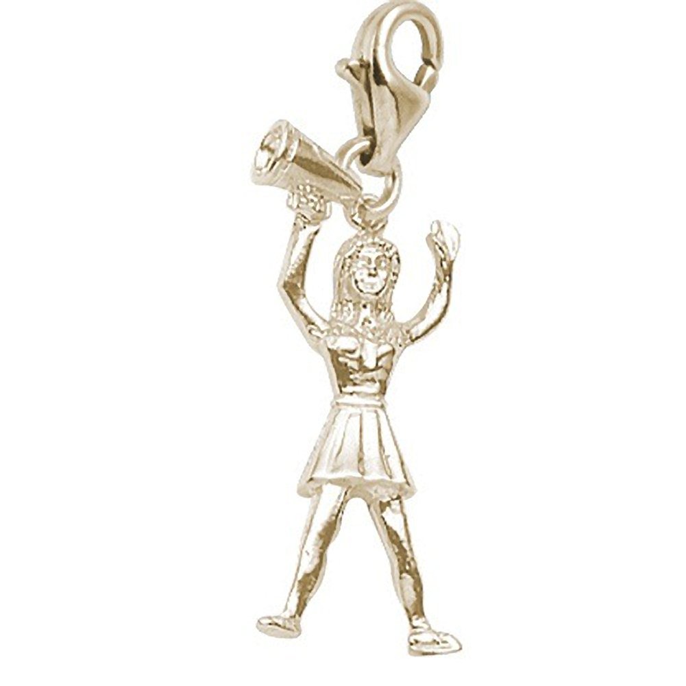 10k Yellow Gold Cheerleader Charm Pendant with Lobster Claw Clasp - Dainty Jewelry for Bracelets & Necklaces - Perfect for Cheerleading Gifts, Sports Team Spirit & Everyday Wear