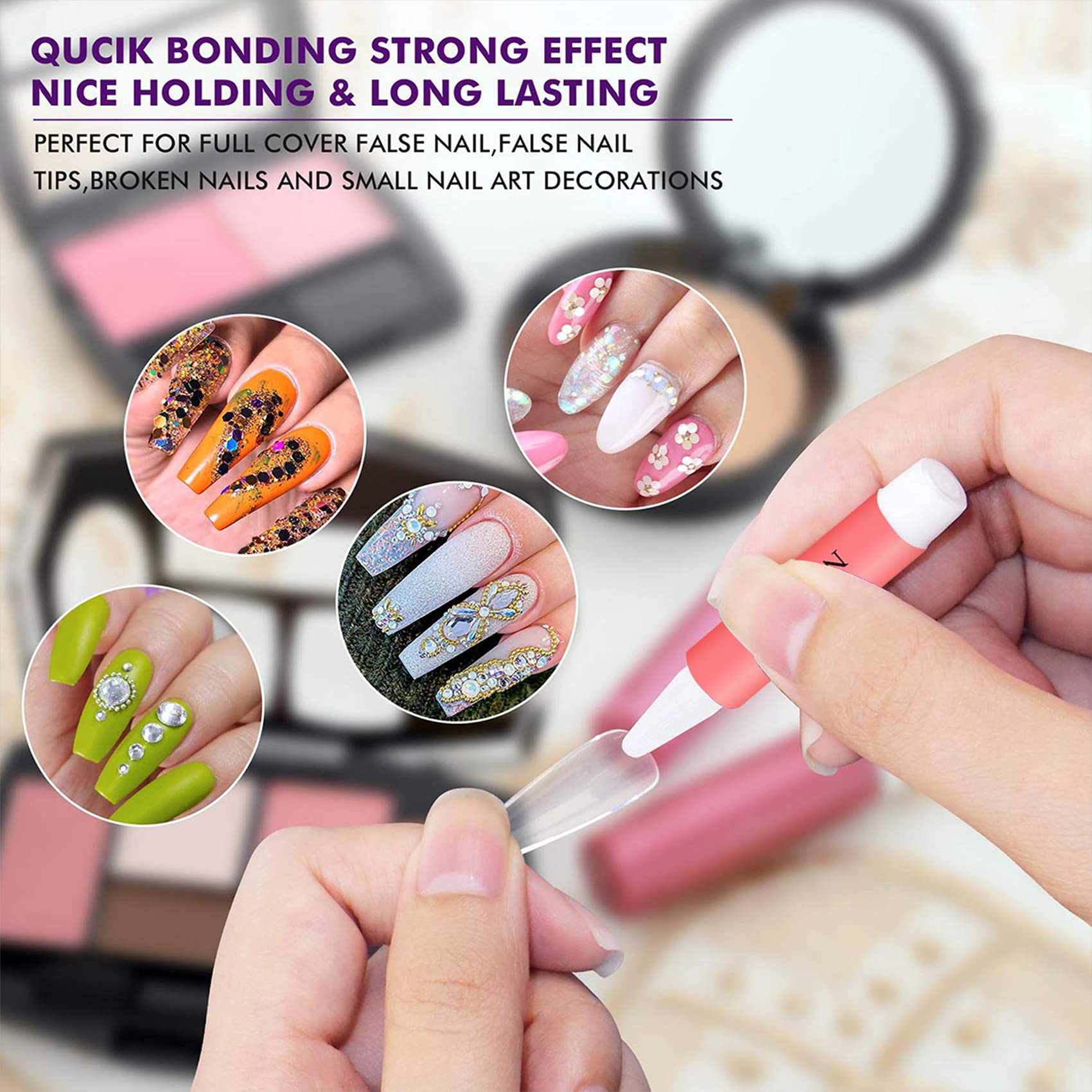 500pcs Long Stiletto Press On Nails Kit - Clear Full Cover False Nails with 5 Nail Glues, 1 Nail File & Storage Case - Acrylic Nail Extension Kit for Party, Wedding, Salon & Home Manicure