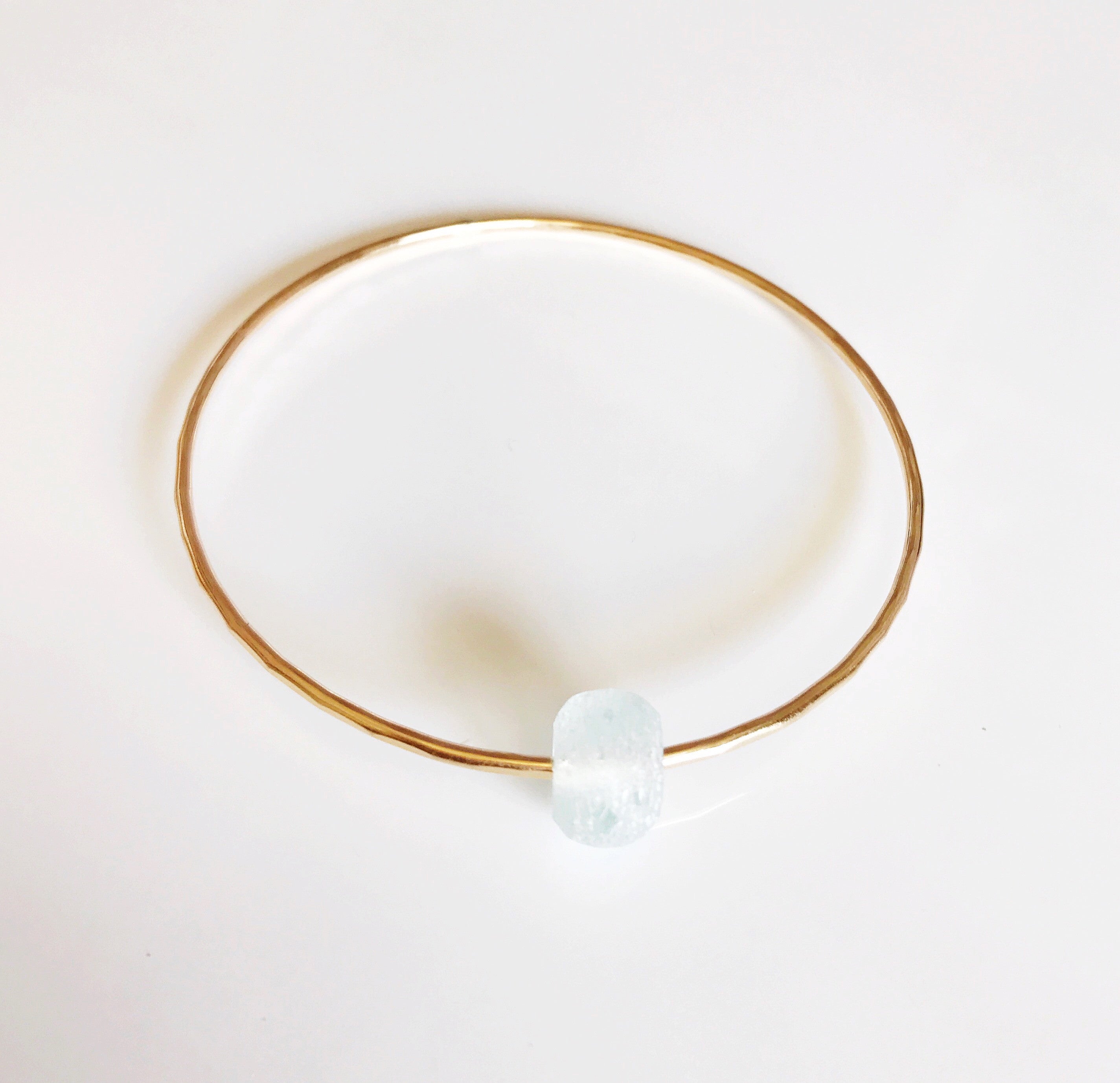 HINA Sea Foam Beach Glass Bangle Bracelet (B329) - Elegant Handmade Jewelry for Beach Weddings, Boho Fashion & Summer Accessories