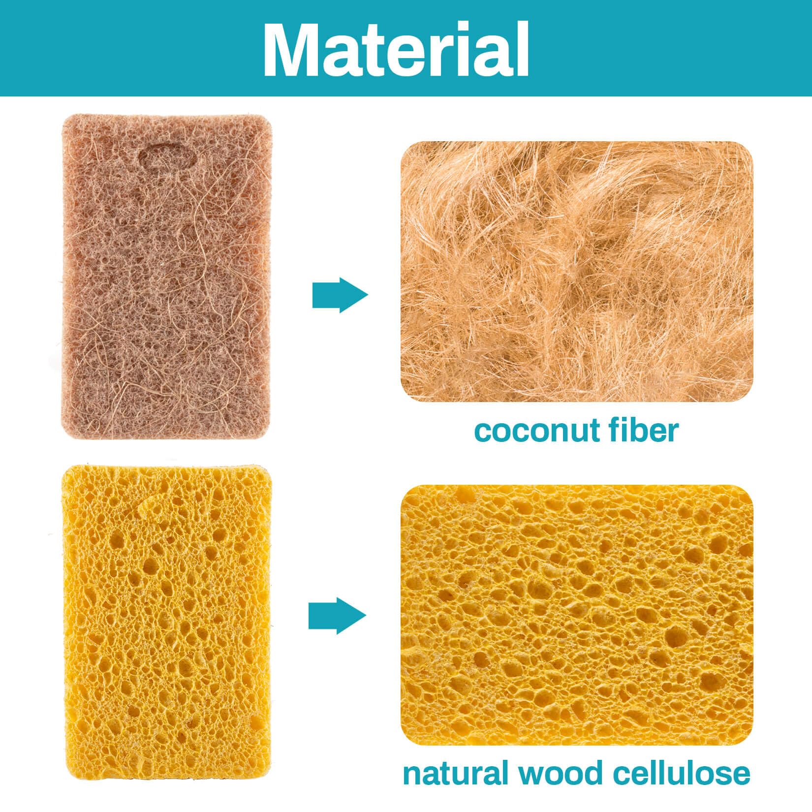 10PCS Natural Biodegradable Kitchen Sponges - Eco-Friendly Non-Scratch Dish Sponges for Cleaning Dishes, Cookware & Countertops | Perfect for Sustainable Home & RV Use