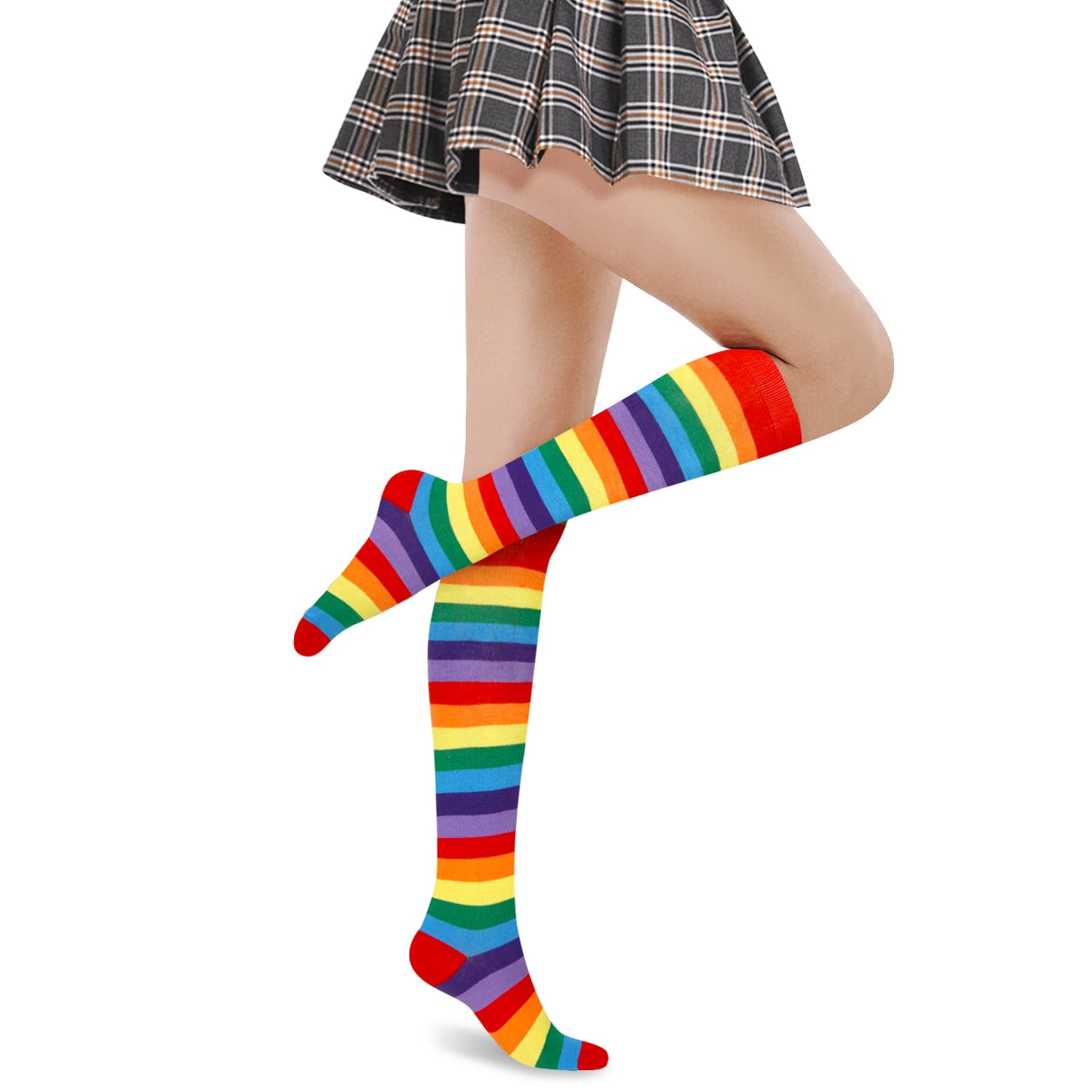 Benefeet Women's Knee High Striped Socks - Funny Novelty Athletic Tube Socks for Girls & Women - Colorful Cute Stockings for Running, Yoga & Casual Wear