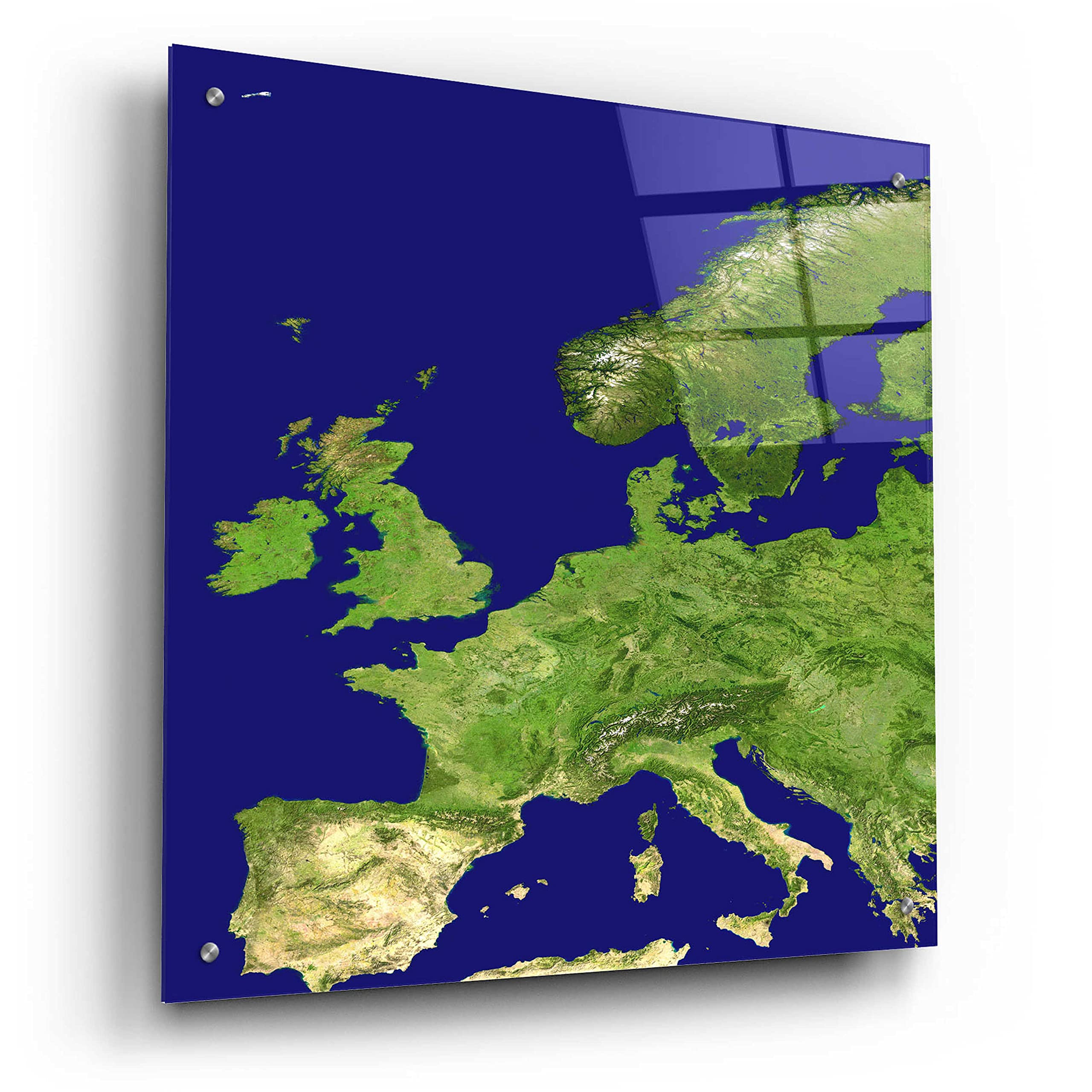 Epic Art 'Earth as Art: Europe' Acrylic Glass Wall Decor - 24x24 Inch Modern Home & Office Artwork - Perfect for Living Room, Bedroom, or Office Decoration