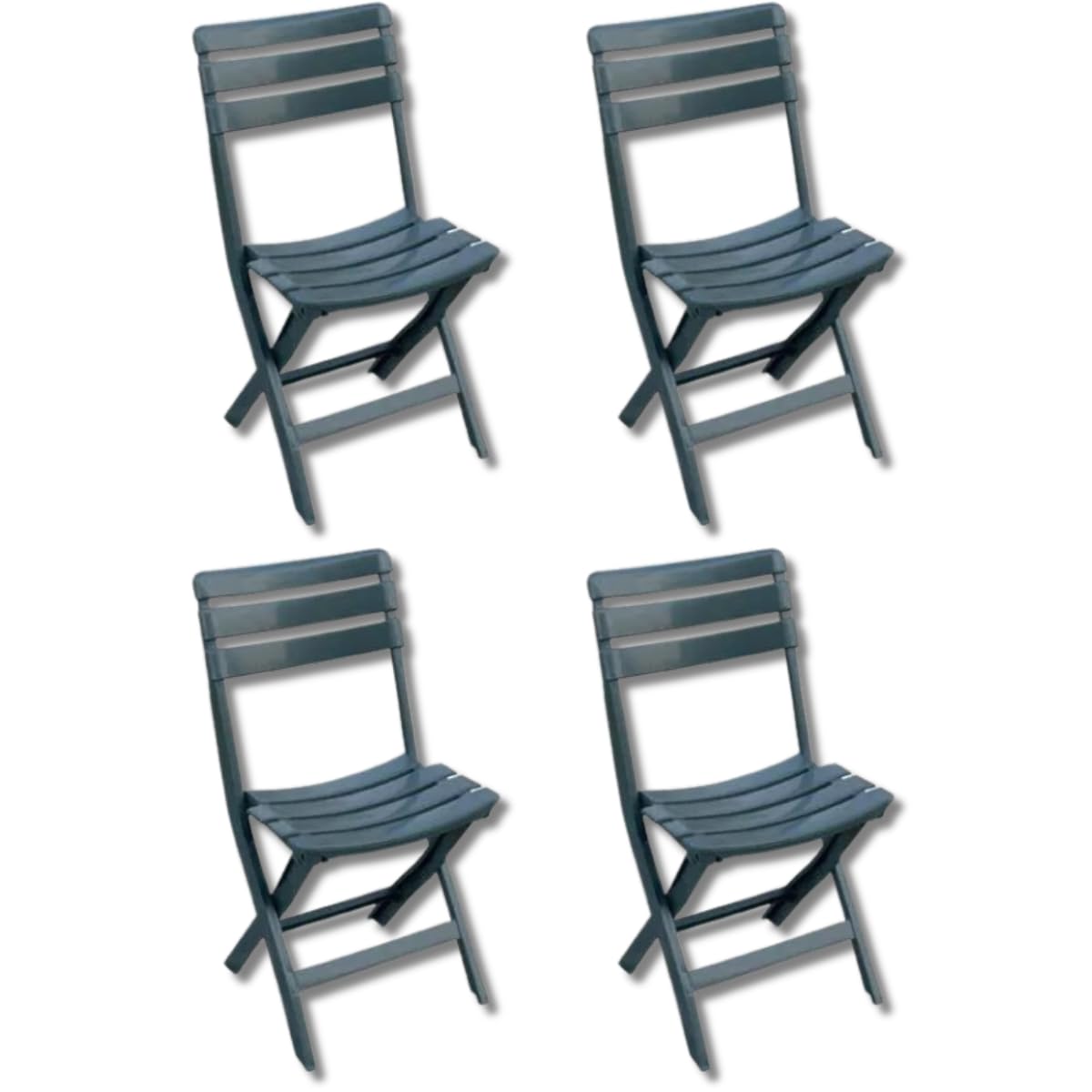 Tomaino 4-Pack Folding Plastic Chairs for Outdoor & Indoor Use - Portable Garden, Balcony, Camping Chairs - Lightweight & Durable (New Green) - Perfect for BBQs, Picnics, and Beach Trips