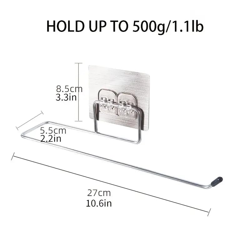 3-Pack Stainless Steel No-Drill Wall Mount Toilet Paper Holder & Towel Bar - Self-Adhesive, Waterproof, Washable Bathroom Storage Rack for Home, Kitchen, Office, Hotel (Perfect for Small Spaces & Rental Properties)