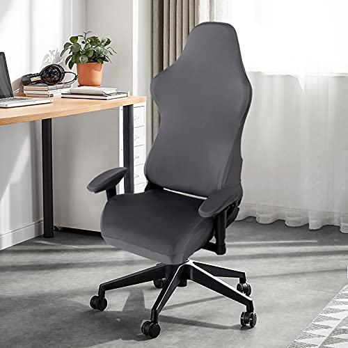 SARAFLORA Stretchable Washable Gaming Chair Cover - Universal Fit for Armchairs, Swivel Chairs & Office Chairs - X-Large Grey - Perfect for Home Office, Gaming Setup & Workspace Comfort