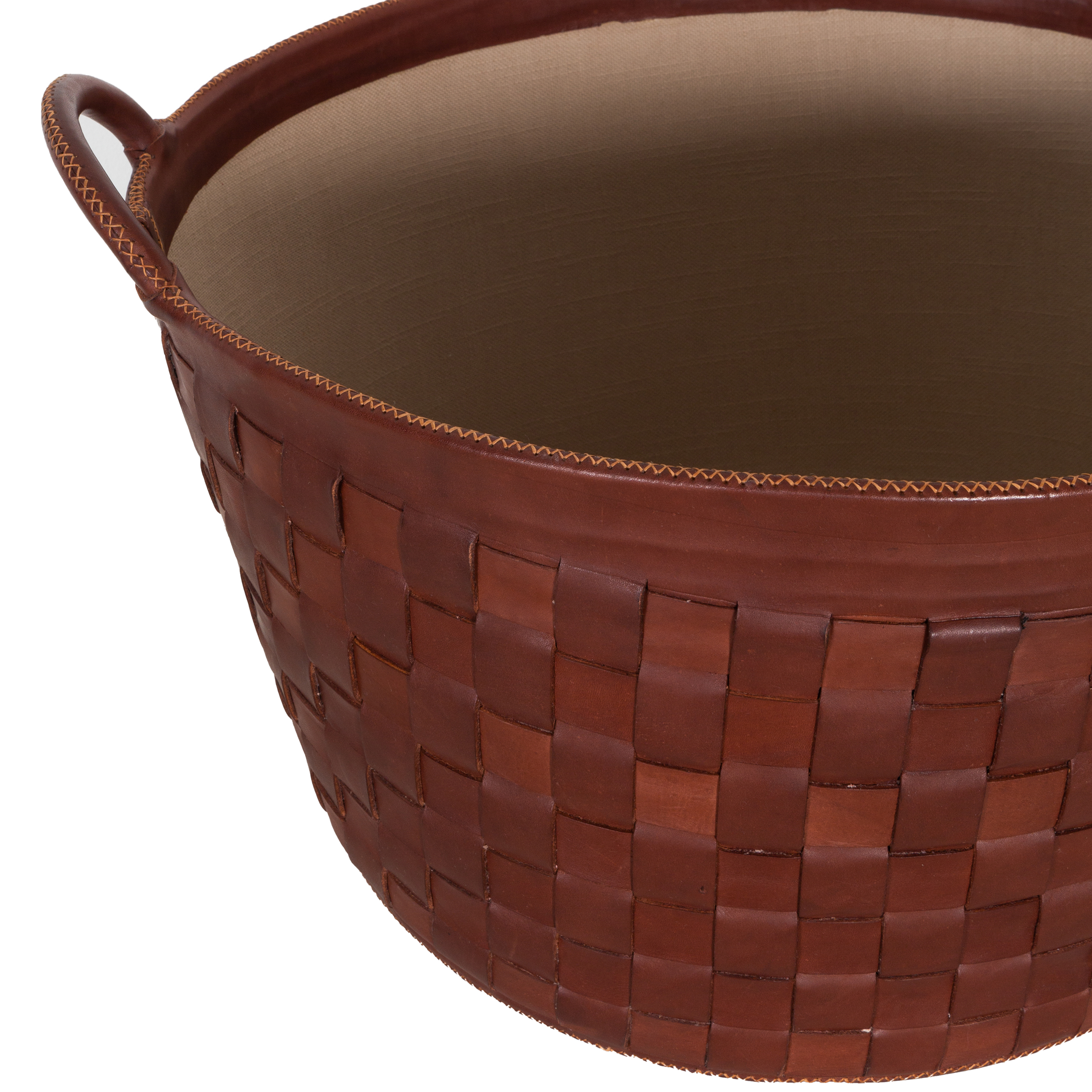 Handwoven Leather Storage Basket - Natural Braided Design for Home Decor, Organizing Blankets, Toys & More | Perfect for Living Room, Bedroom & Nursery