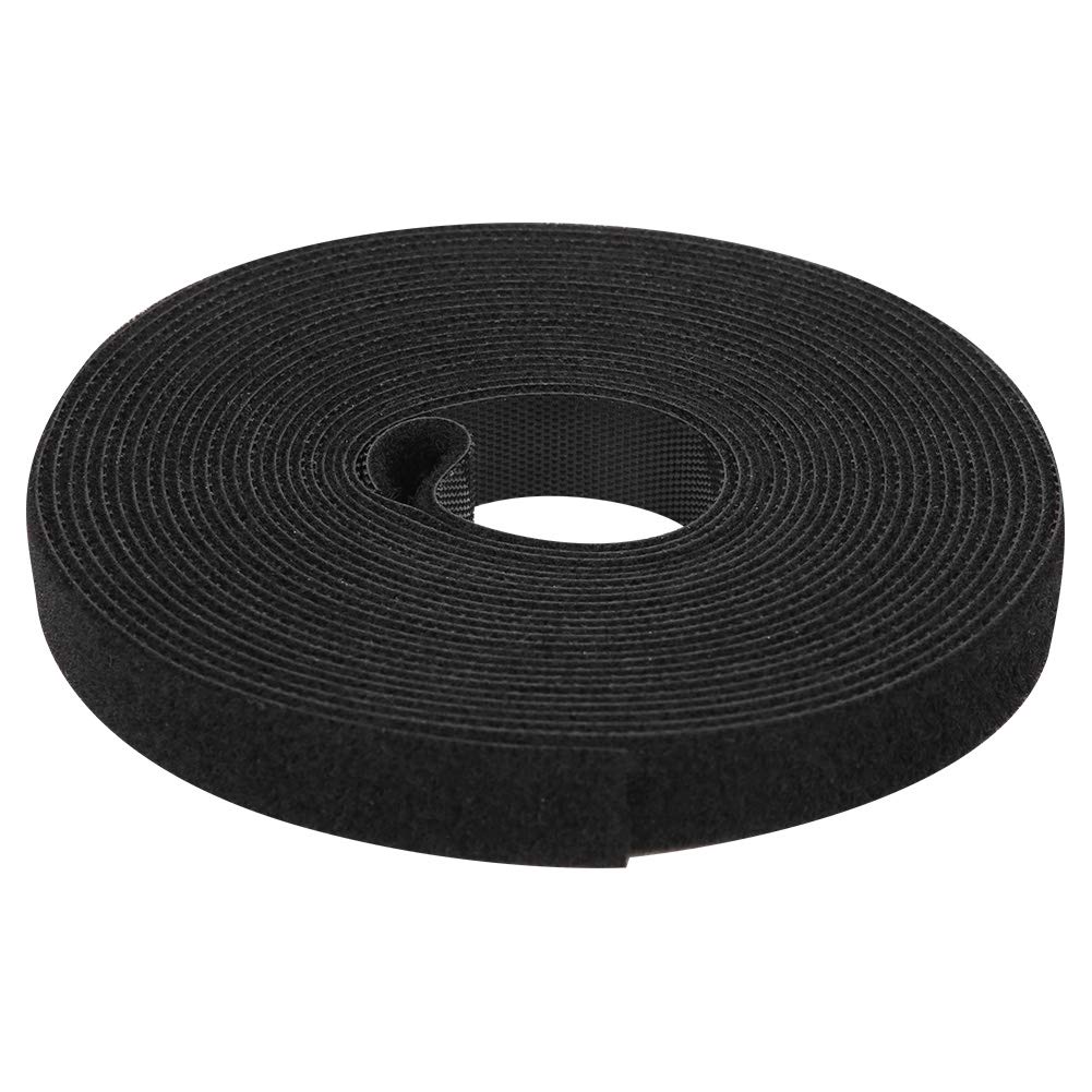 Self-Adhesive Black Hook and Loop Cable Ties for Home & Office Organization - Secure Wires, Cords & Cables Neatly