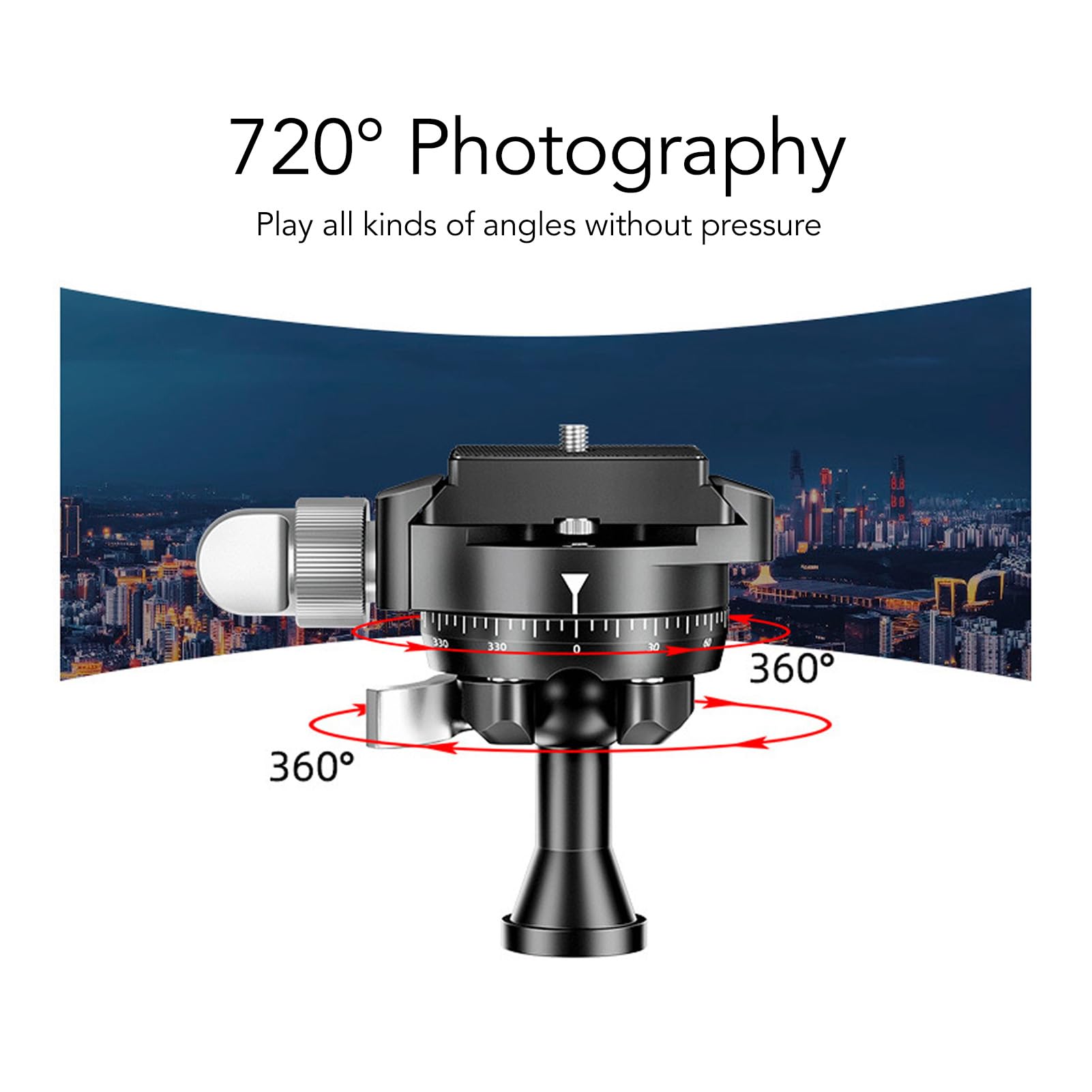 360° Rotatable Panoramic Inverted Ball Head - Aluminum Alloy Mini Tripod Ball Head with 1/4