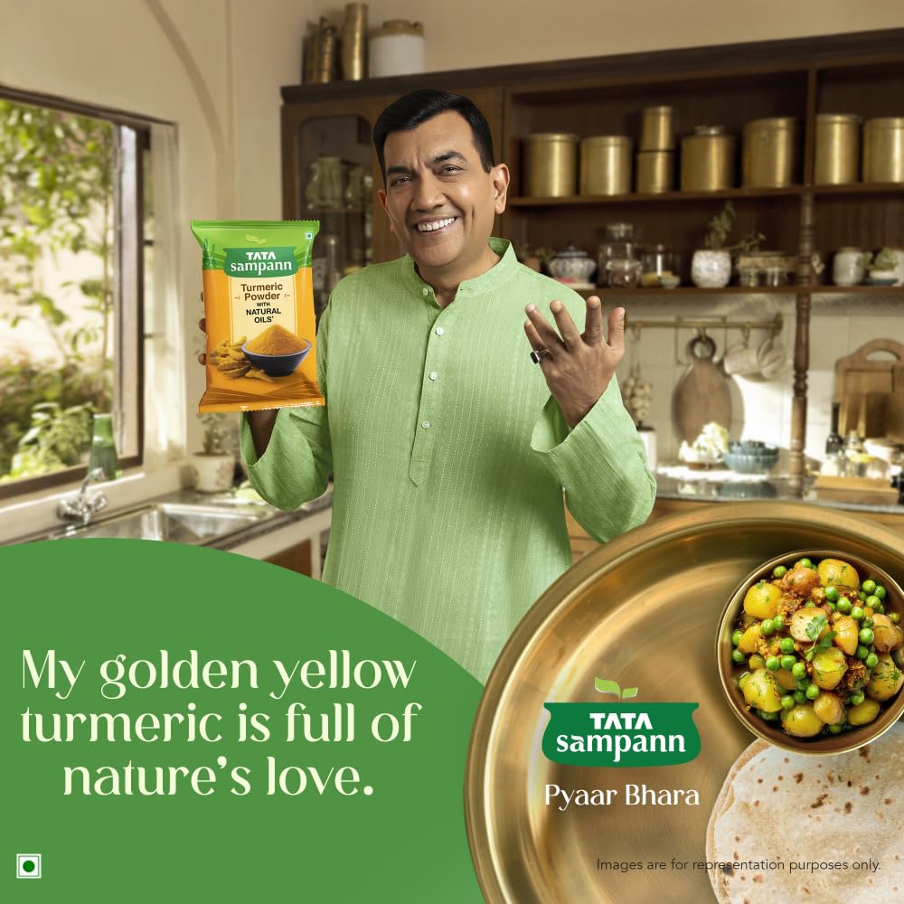Tata Sampann Pure Turmeric Powder with Natural Oils | 500g Haldi Powder for Cooking, Golden Milk & Skin Care