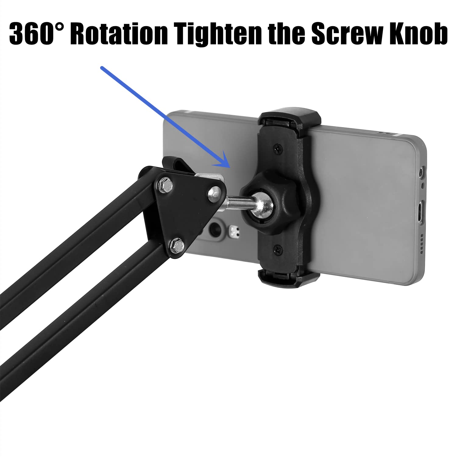 WANBY Adjustable Overhead Phone Stand with 360° Rotation - Flexible Articulating Arm Mount for iPhone, Samsung & All Smartphones - Perfect for Video Calls, Live Streaming & Hands-Free Use
