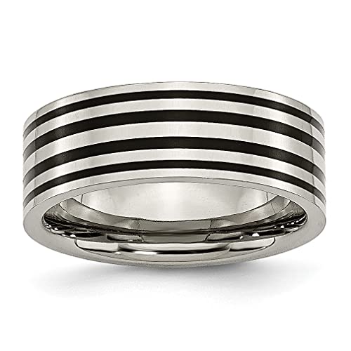 ICE CARATS Titanium Black 8mm Band Ring for Men - Wedding, Fashion Jewelry, Gifts for Him, Dad, Husband - Perfect for Anniversaries, Engagements & Special Occasions