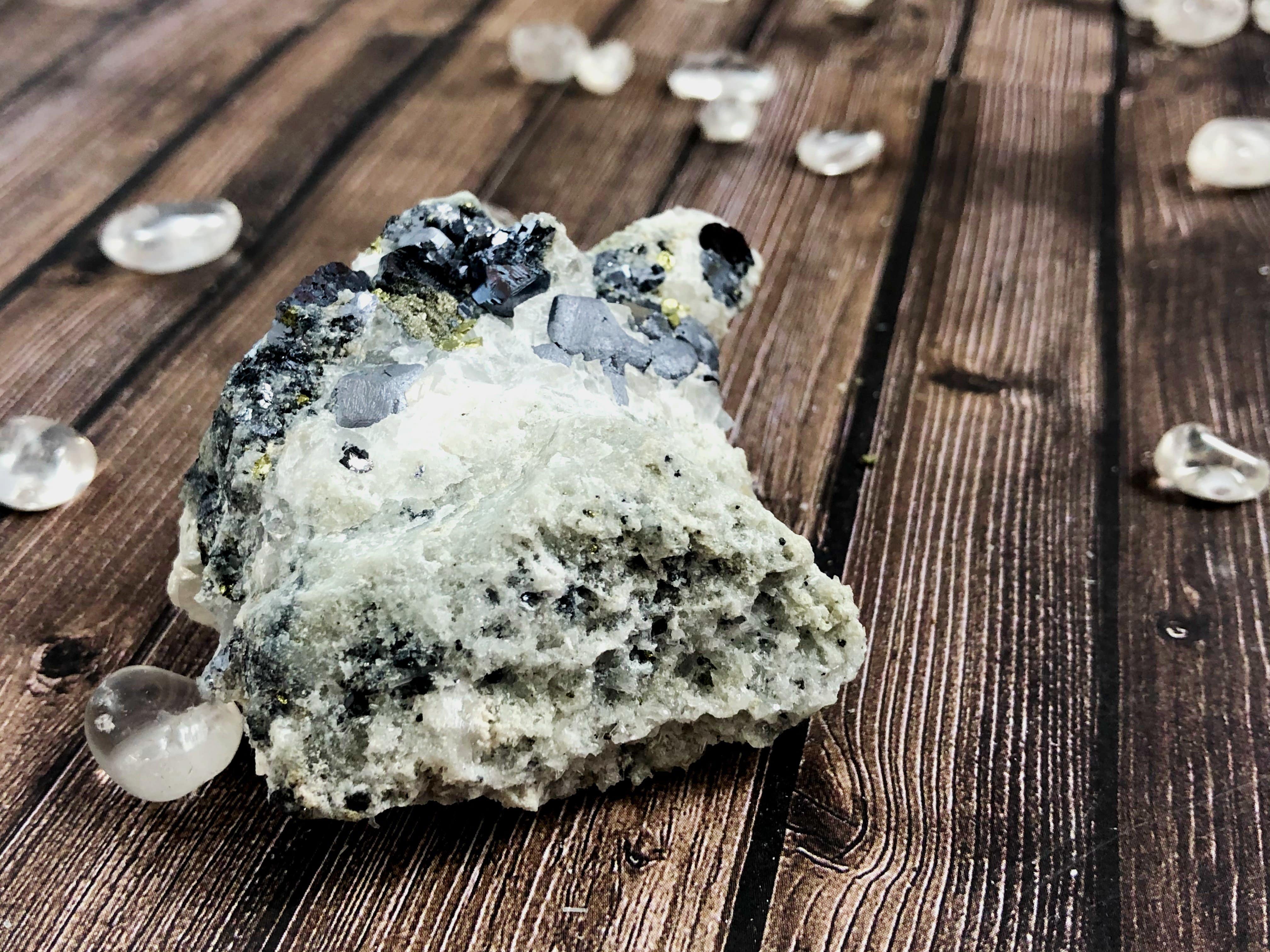 Natural Bulgarian Galena and Quartz Crystal Specimen - Rare Mineral Collection for Rockhounds, Geology Enthusiasts & Home Decor