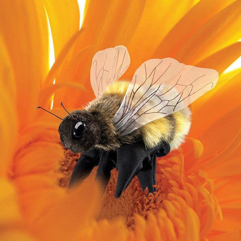 Folkmanis Honey Bee Hand Puppet - Realistic Plush Animal Toy for Kids, Storytelling & Educational Play - Perfect for Classroom, Theater & Imaginative Play