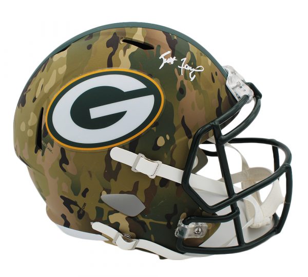 Brett Favre Autographed Green Bay Packers Speed Full-Size Camo NFL Helmet - Collectible Memorabilia for Football Fans & Sports Enthusiasts - Perfect for Man Cave, Game Room, or Gift for Packers Fans