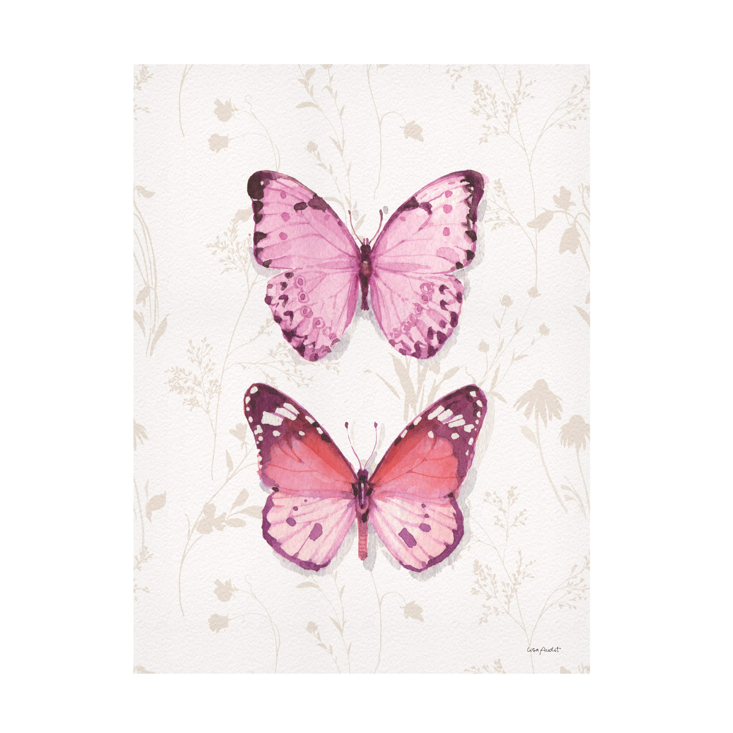 Lisa Audit 'Obviously Pink 11A' Floral Canvas Wall Art - Modern Pink Flower Painting for Living Room, Bedroom & Office Decor
