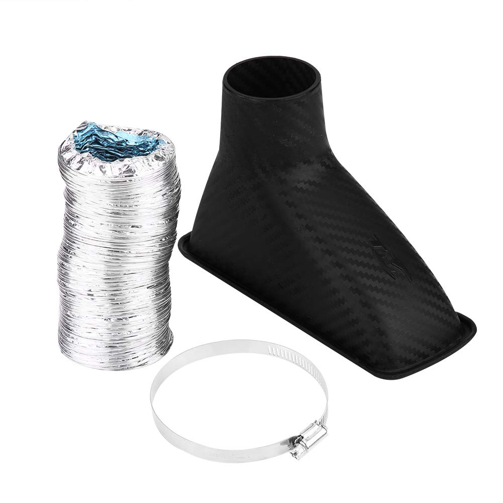 Universal Car Air Intake Turbo System - High Performance Front Bumper Turbocharger Inlet Pipe with Square Funnel for Vehicle Modification & Tuning | Boost Engine Power for Racing & Street Performance