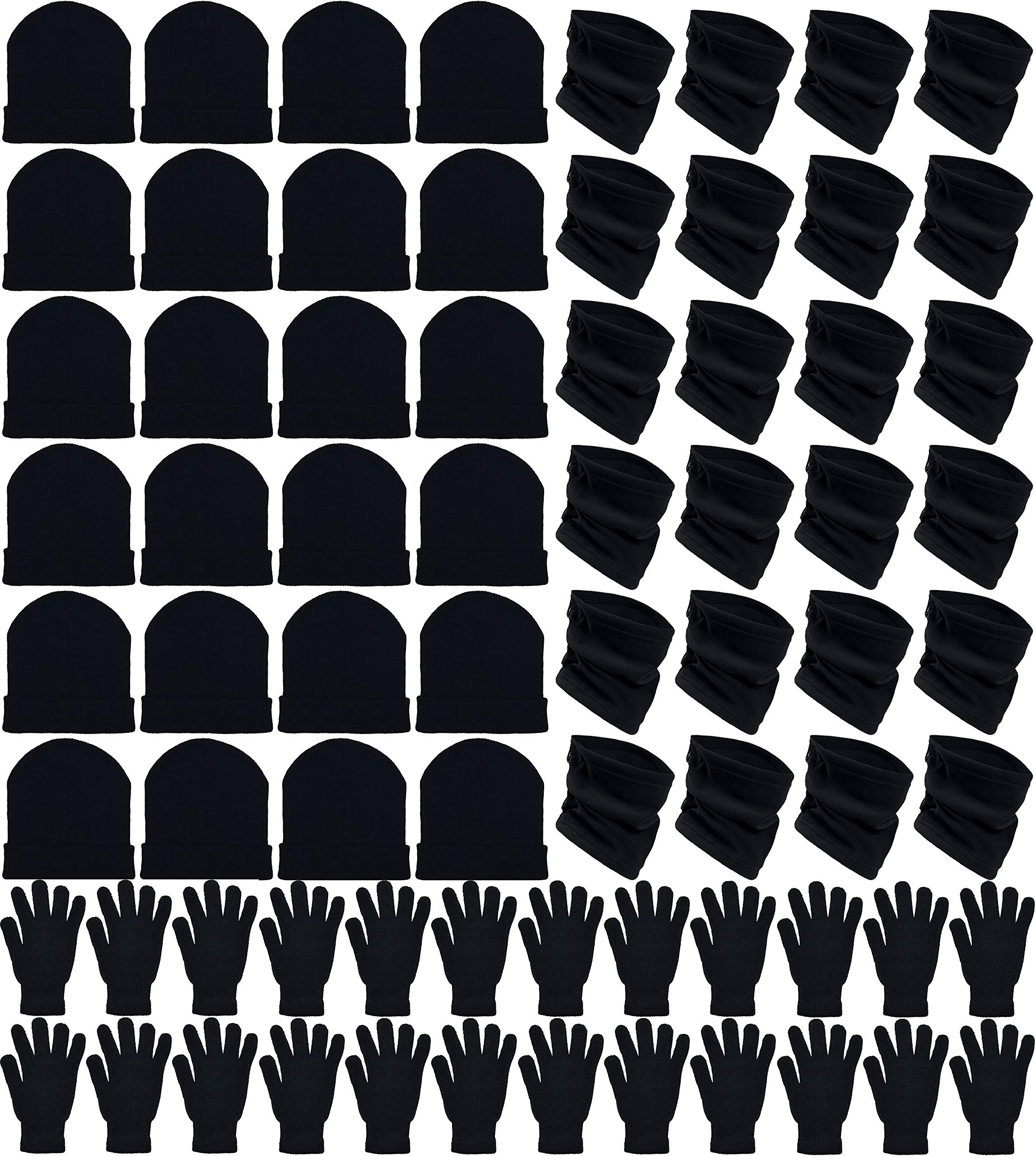 72-Piece Winter Gloves, Beanies & Neck Warmers Set - Unisex Cold Weather Accessories Bulk Pack for Donations, Charity & Care - Perfect for Homeless Shelters, School Drives and Community Outreach Programs