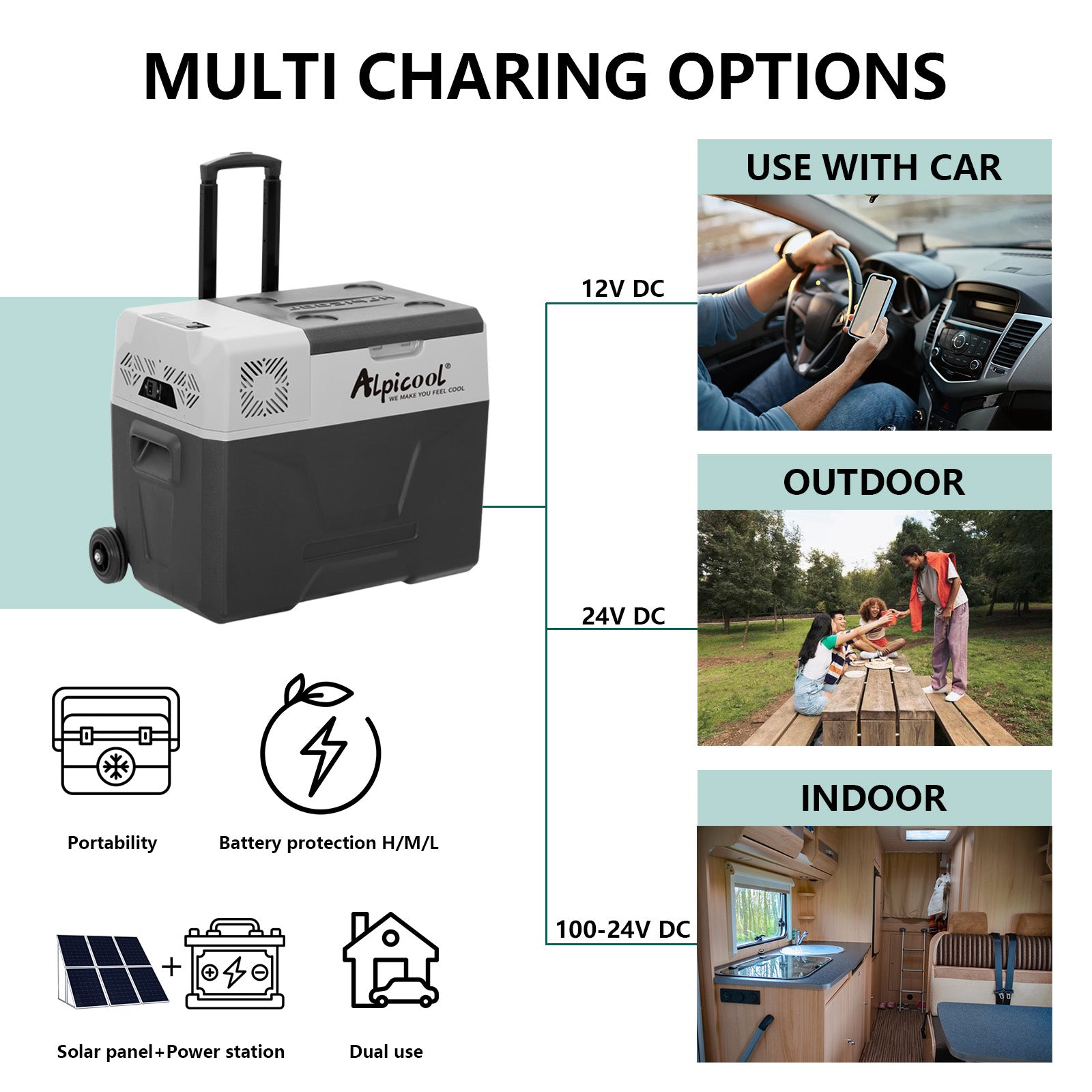 Alpicool CX40 12V/24V Portable Car Refrigerator and Freezer - 40 Quart Electric Cooler for Road Trips, Camping, and Outdoor Adventures