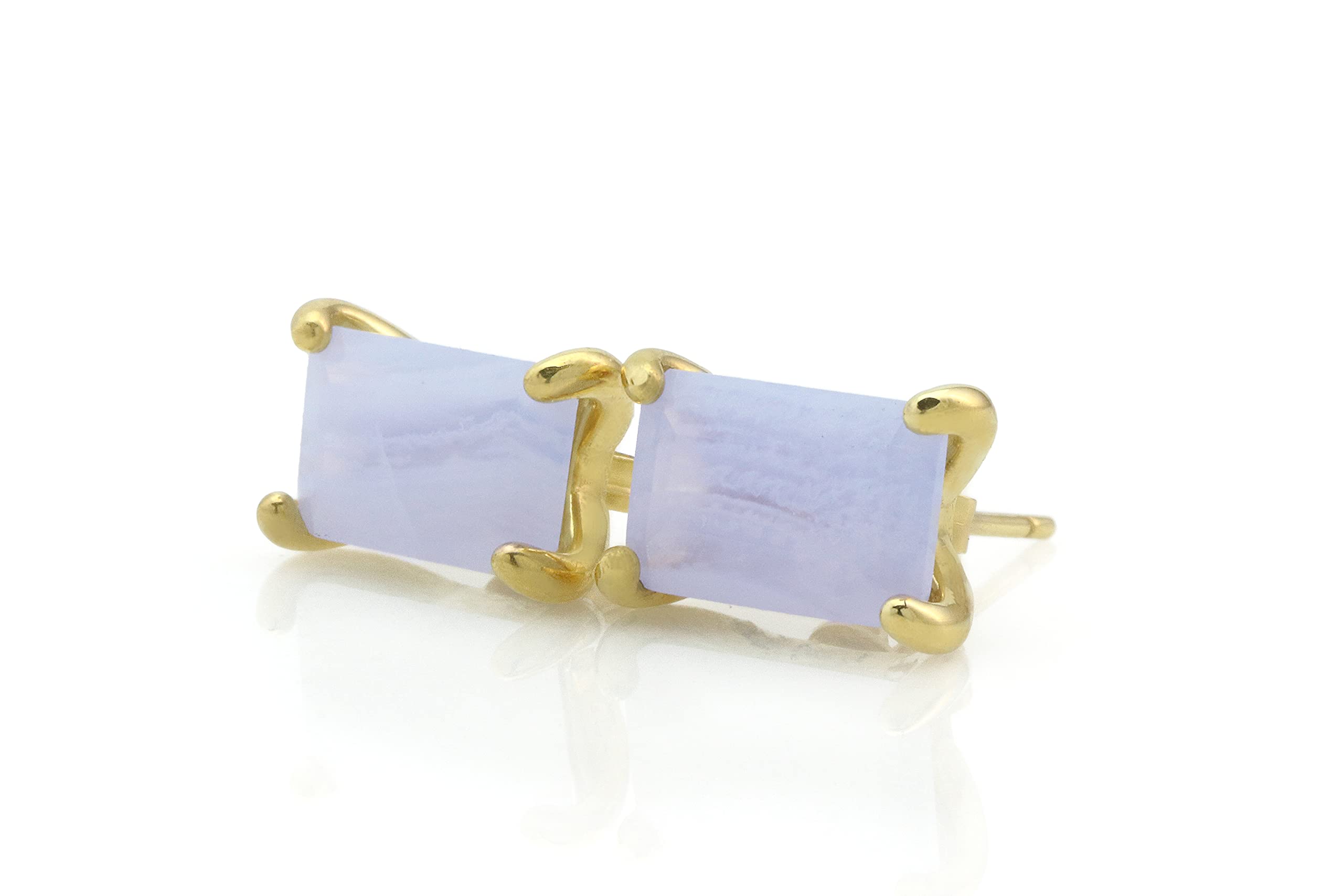 Blue Lace Agate Stud Earrings - Handmade Gemstone Jewelry for Women - Gift Box Included | Perfect for Parties & Office Wear