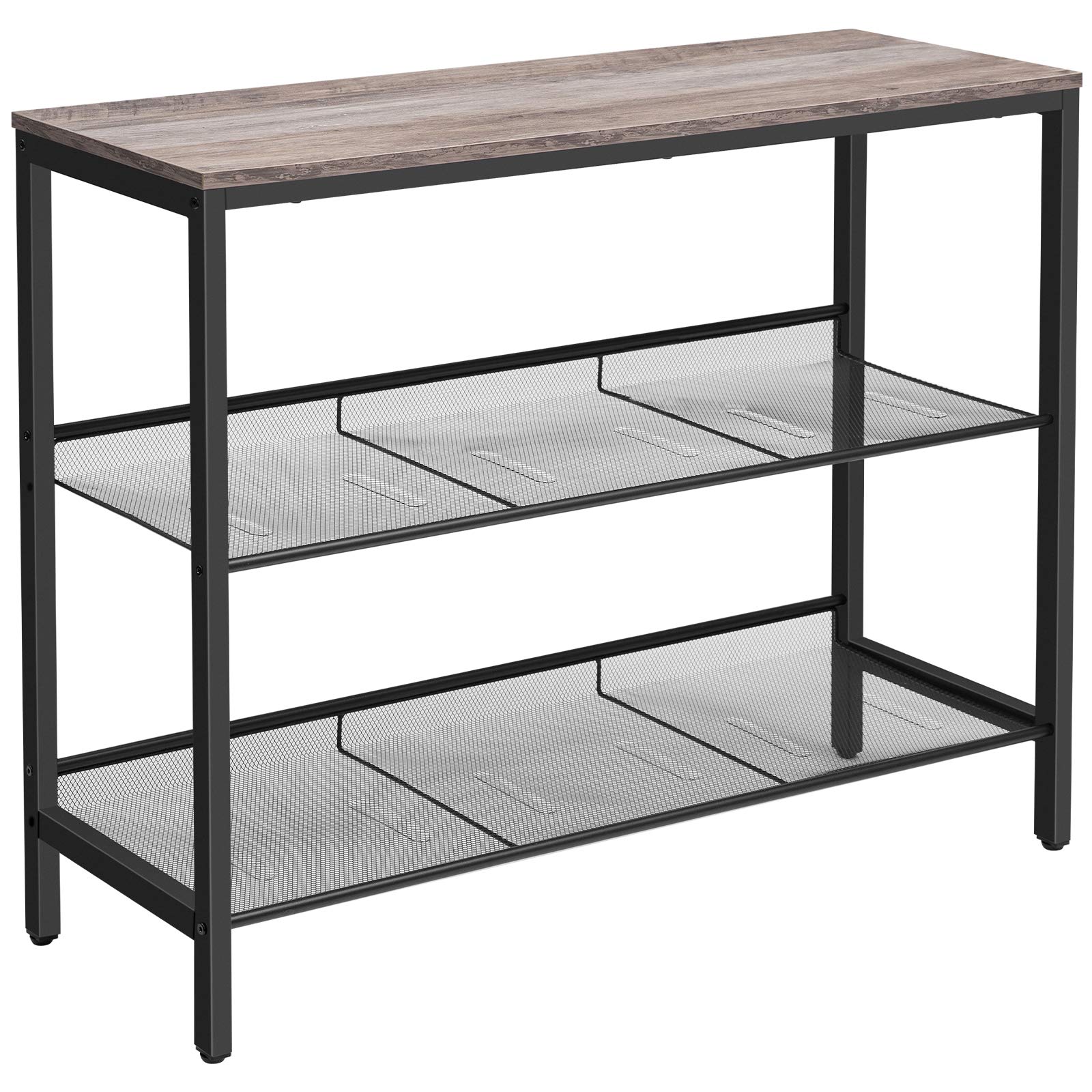 HOOBRO Industrial Console Table with 2 Adjustable Mesh Shelves - Sofa Table, Hallway Table & Sideboard for Entryway, Living Room, Corridor - Easy Assembly in Greige & Black (BG01XG01) | Perfect for Small Spaces, Apartments & Modern Home Decor