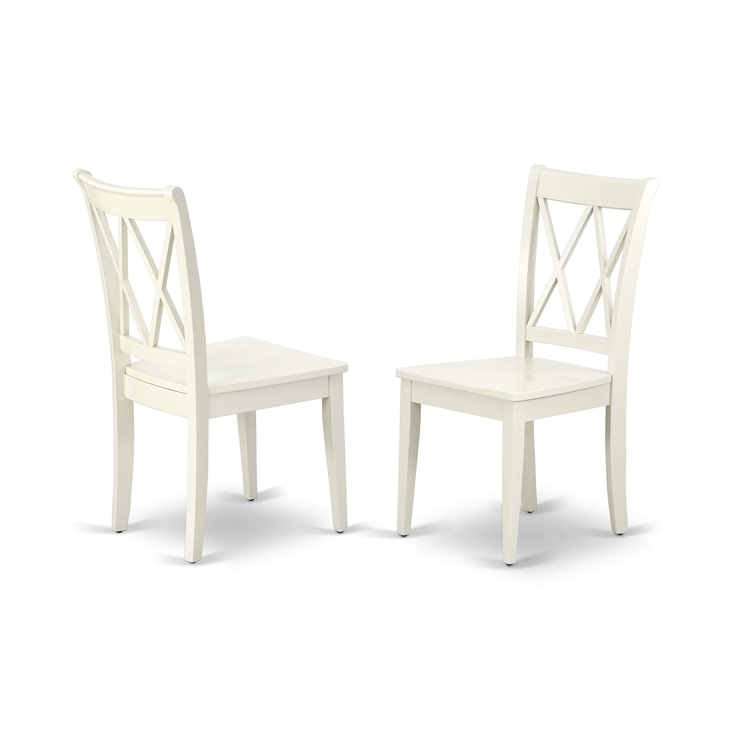 East West Furniture SUCL3-LWH-W 3-Piece White Linen Dining Set with Round Drop-Leaf Kitchen Table (42x42 Inch), 2 Chairs & Storage Shelves - Perfect for Small Spaces, Breakfast Nooks & Cozy Apartments