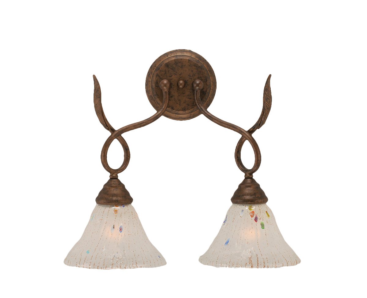 Toltec Lighting Leaf 2 Light Wall Sconce in Bronze - Modern Rustic Wall Light Fixture for Bedroom, Living Room & Hallway (110-BRZ-751)