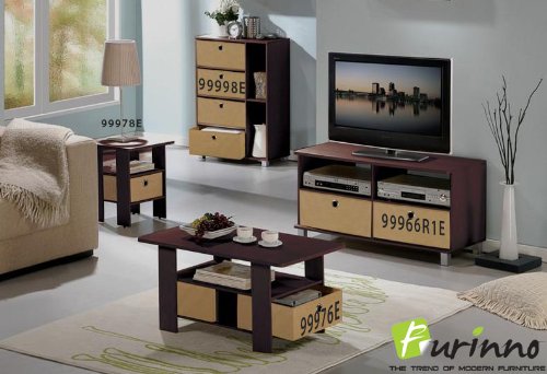 Furinno Espresso Brown TV Stand with 2 Storage Drawers - Entertainment Center for Living Room, Bedroom & Home Theater Setup