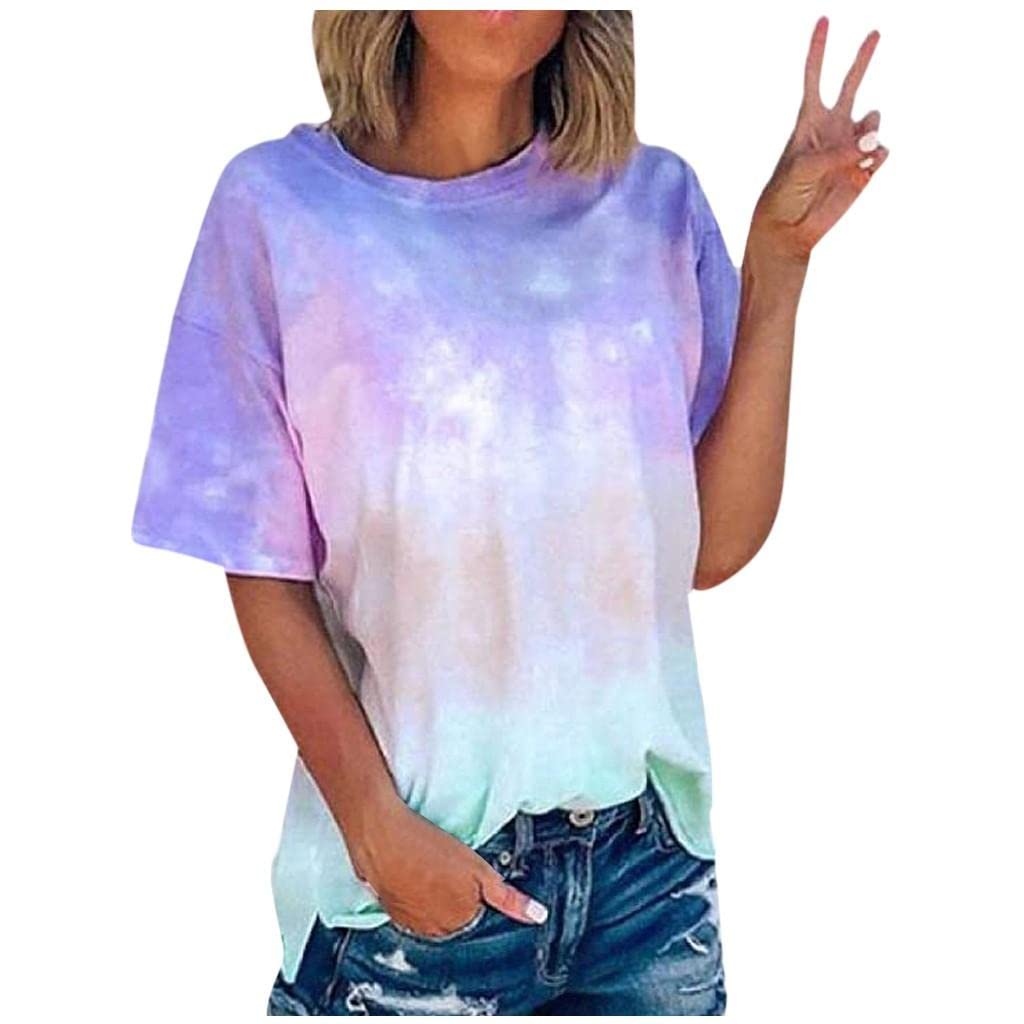 Women's Summer V-Neck T-Shirt - Casual Trendy Loose Fit Tunic Top - Sexy Short Sleeve Comfortable Plus Size Blouse for Beach, Travel & Everyday Wear